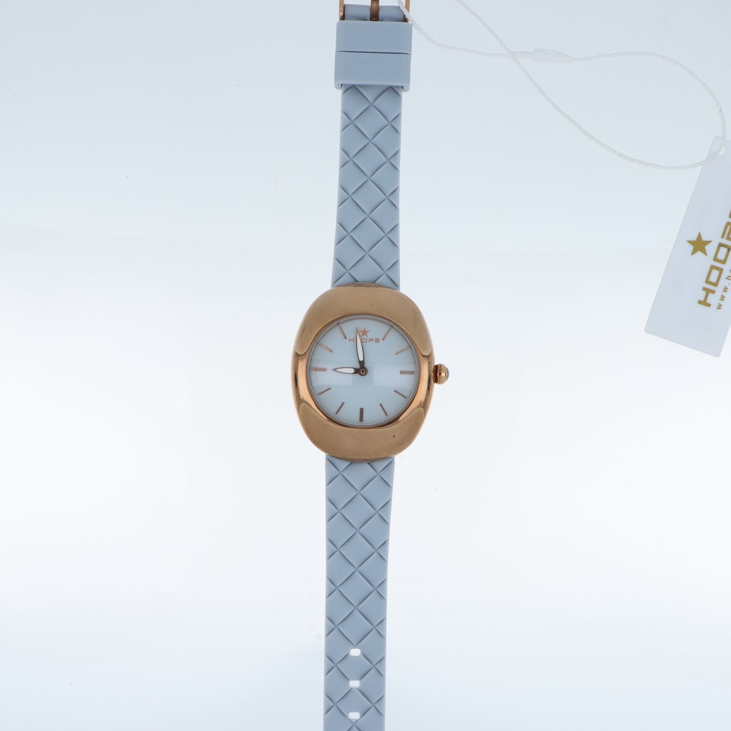 Orologio Hoops Oval Rose Gold - Quadrante Azzurro e Cinturino in Silicone Trapuntato