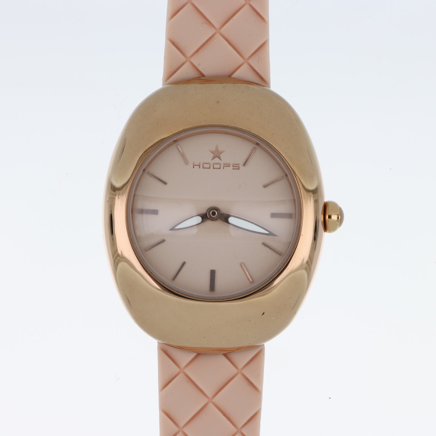 Orologio Hoops Oval Total Rose Gold - Quadrante Cipria e Cinturino in Silicone Trapuntato Rosa