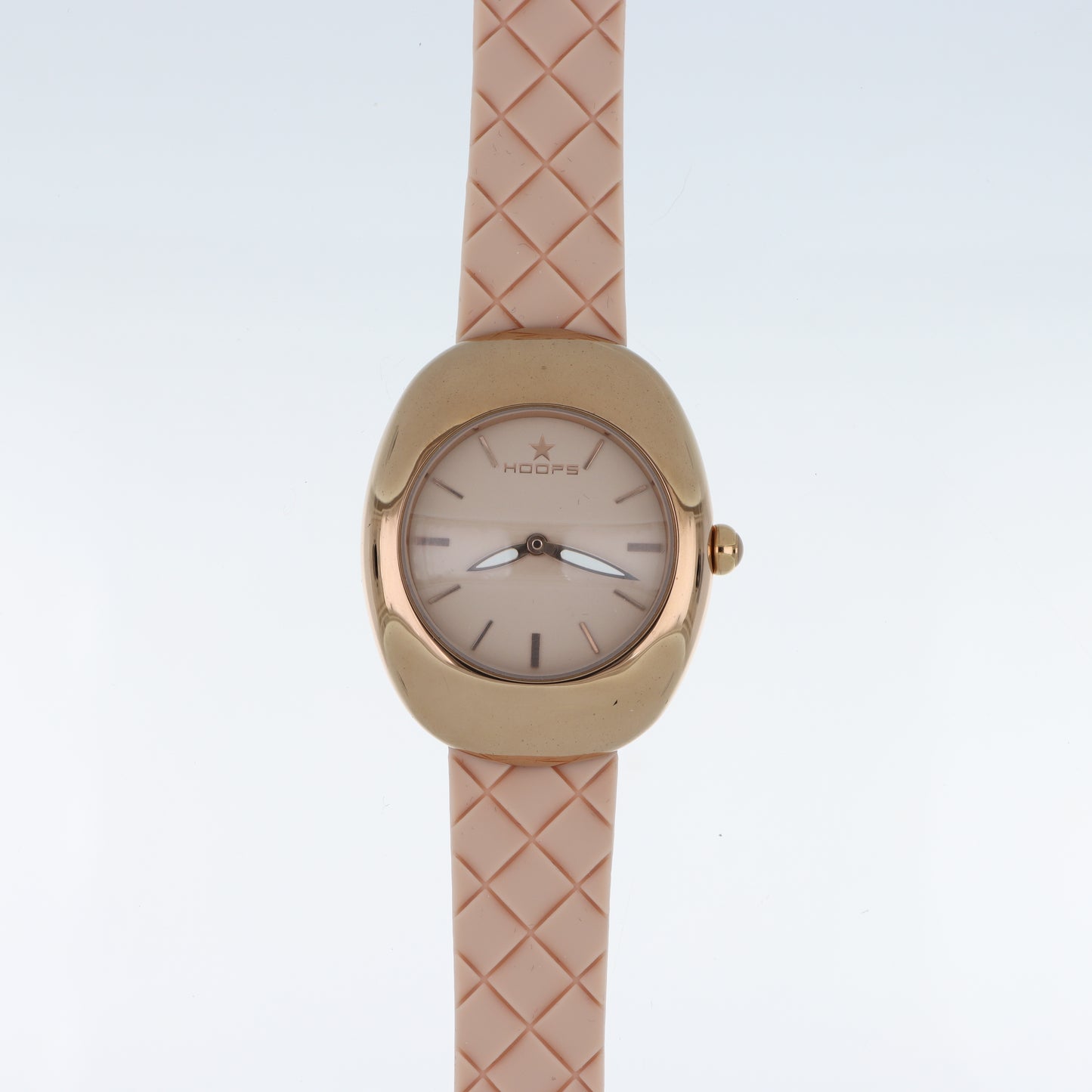 Orologio Hoops Oval Total Rose Gold - Quadrante Cipria e Cinturino in Silicone Trapuntato Rosa