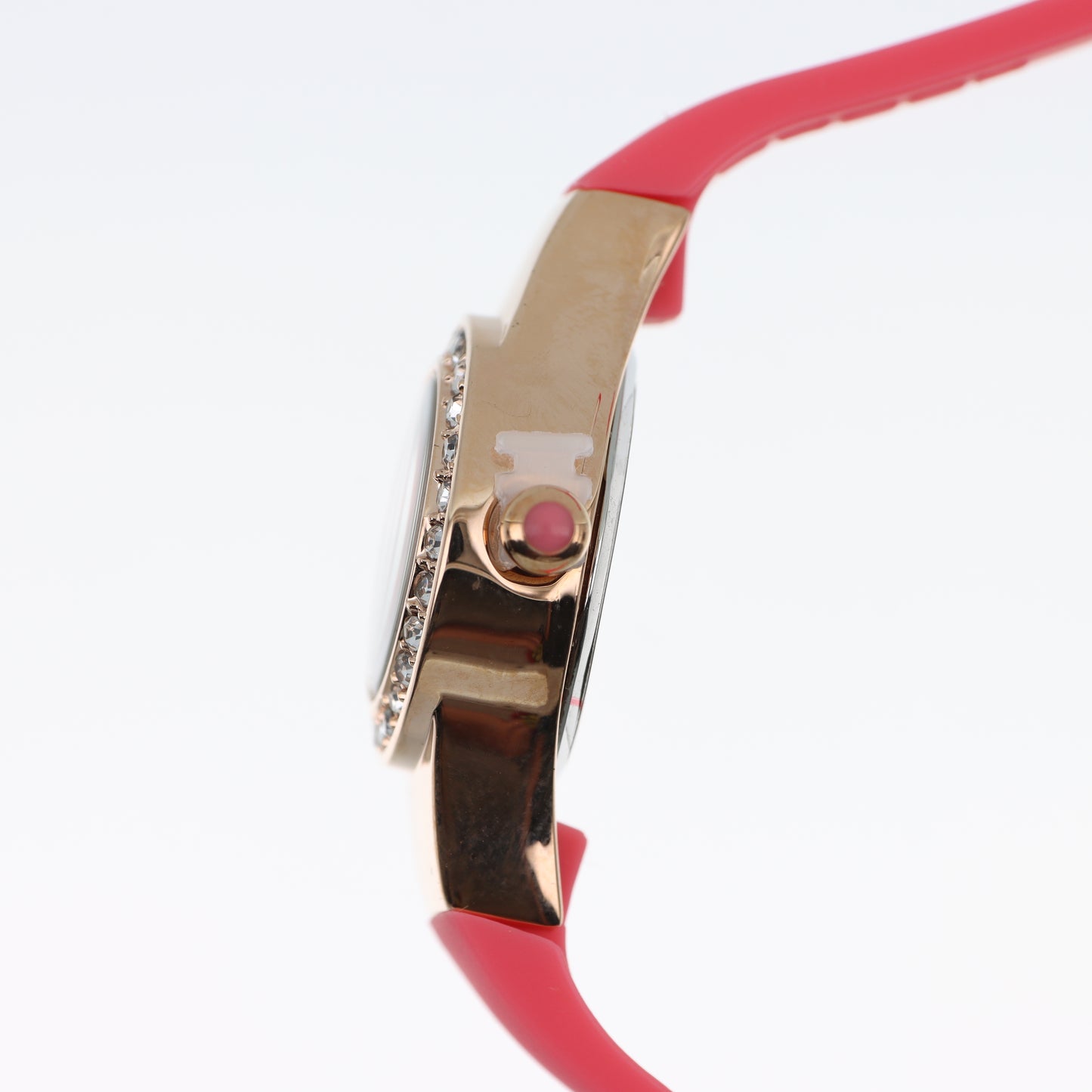 Hoops – Orologio Donna Rose Gold Quadrante Rosso Lunetta Cristalli Cinturino Silicone