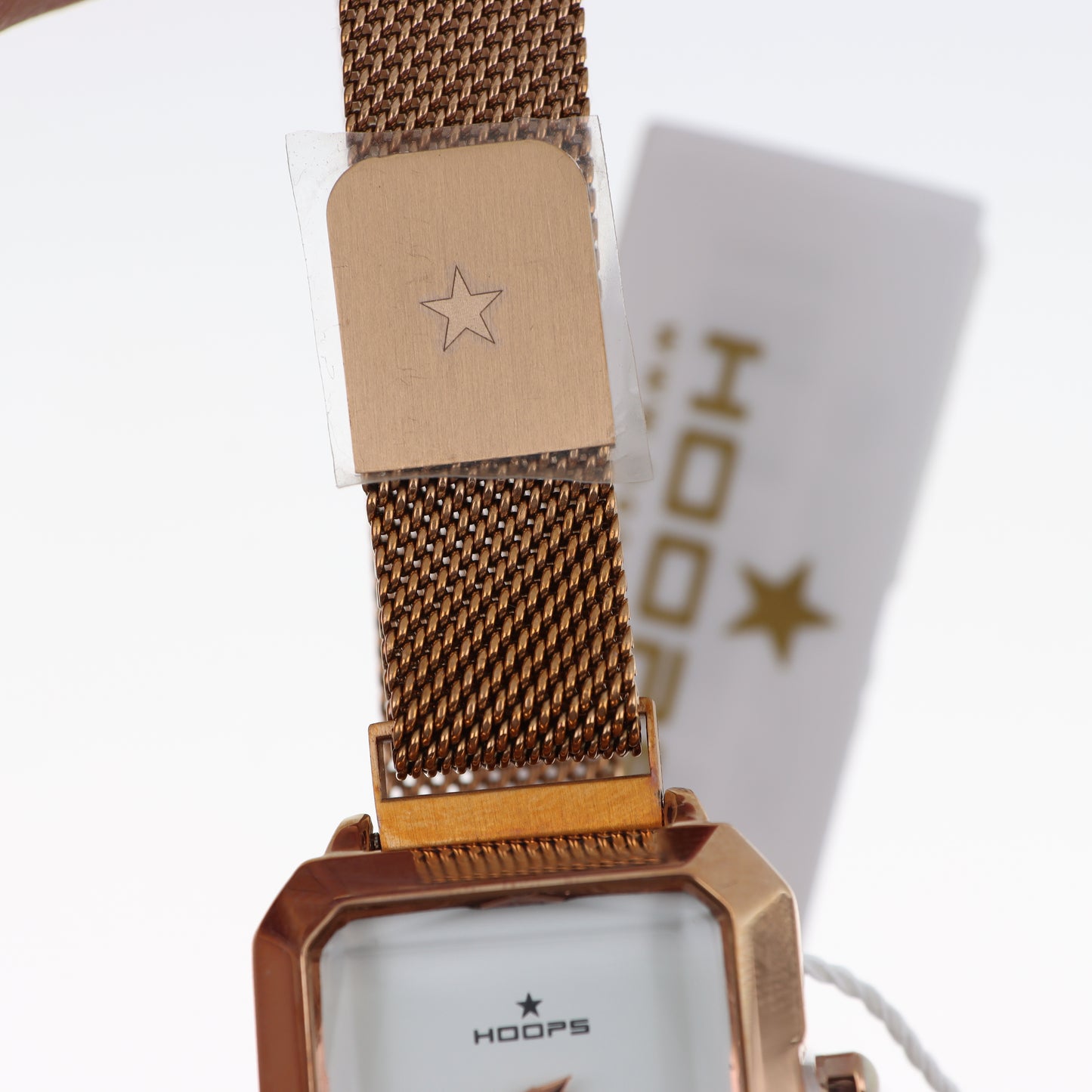 Orologio Hoops Square Rose Gold - Cassa Quadrata con Bracciale Mesh e Quadrante Bianco