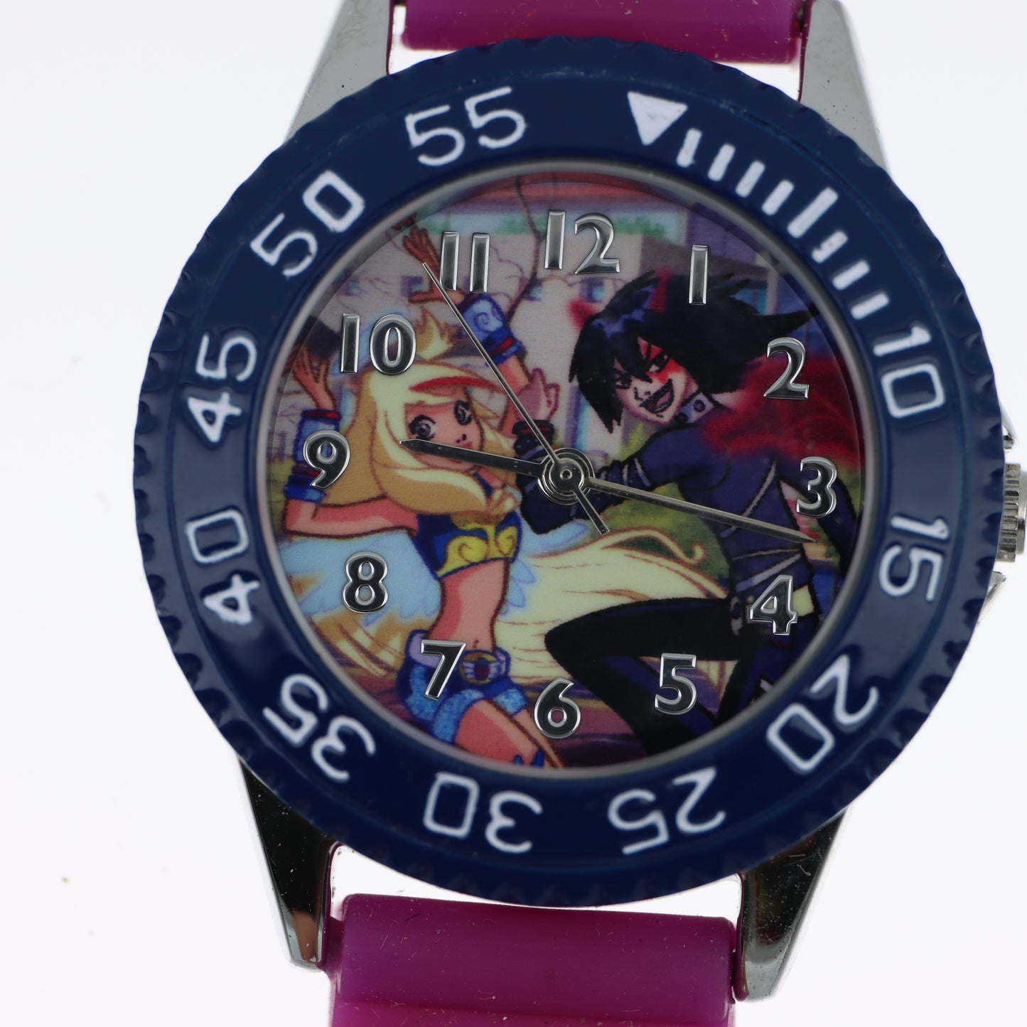 Orologio Angels&Friends Bambini - Cinturino Fucsia con Applicazioni 3D e Lunetta Blu