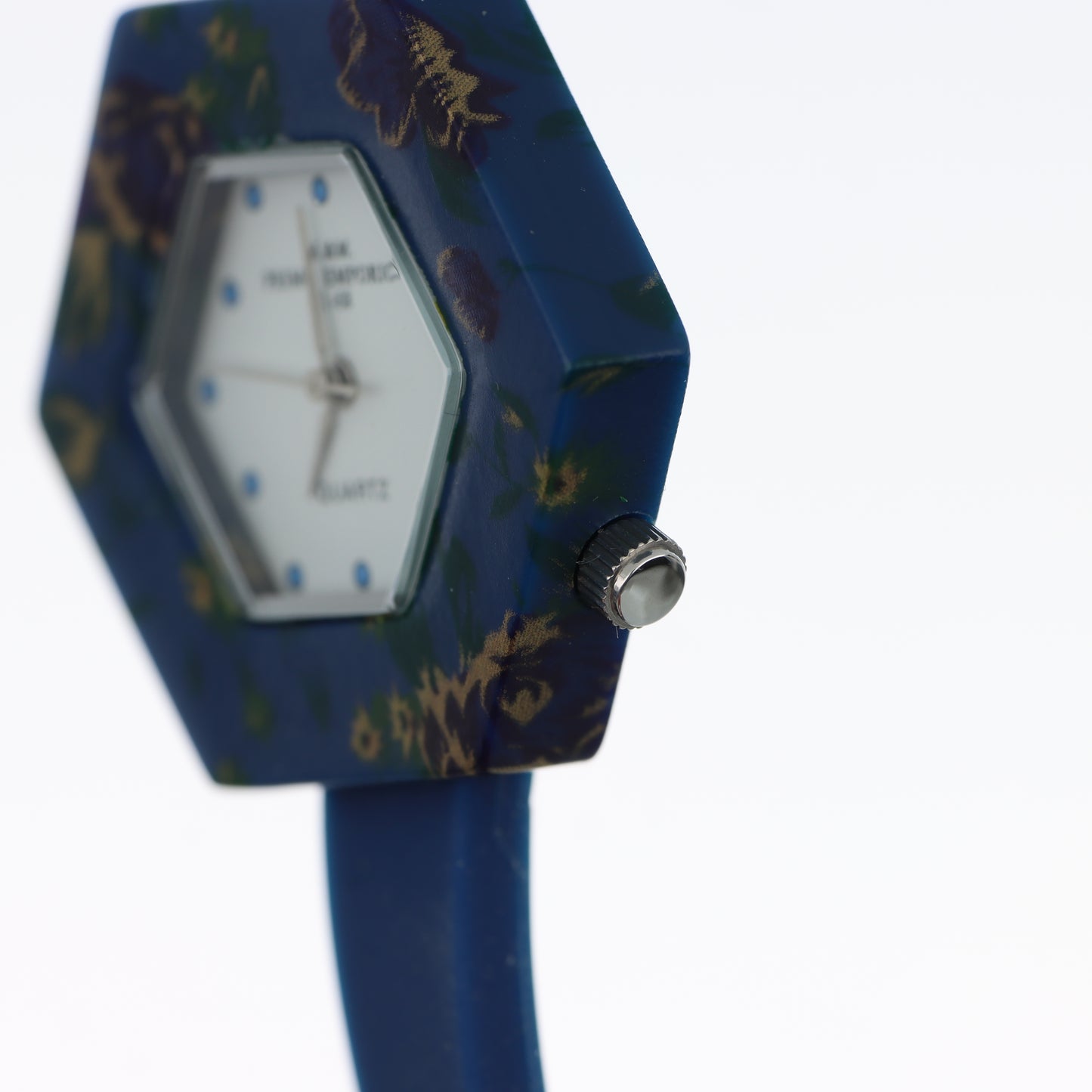 Orologio M&M Primo Emporio 2-68 Hexagon Floral Blue - Cassa Esagonale con Motivo Floreale e Cristalli Zaffiro