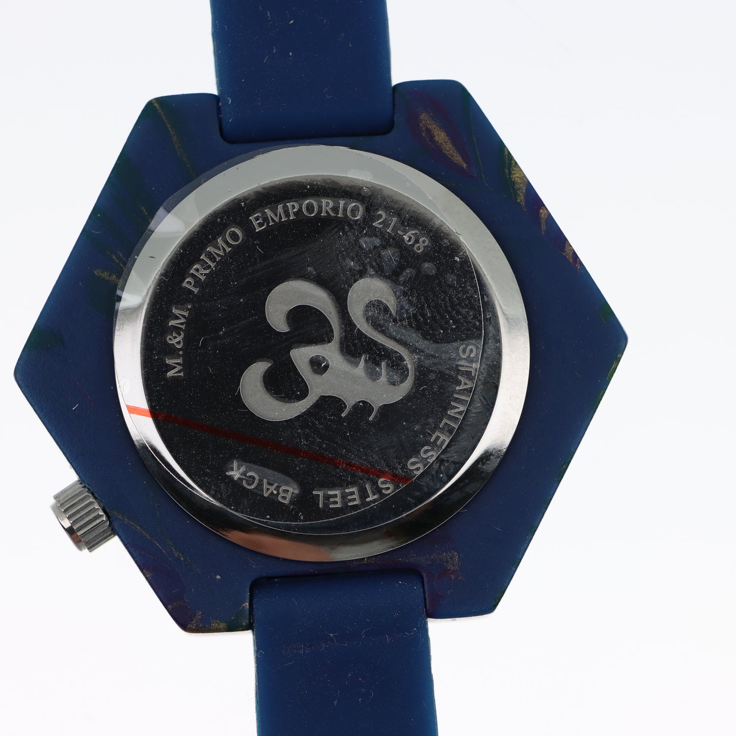 Orologio M&M Primo Emporio 2-68 Hexagon Floral Blue - Cassa Esagonale con Motivo Floreale e Cristalli Zaffiro