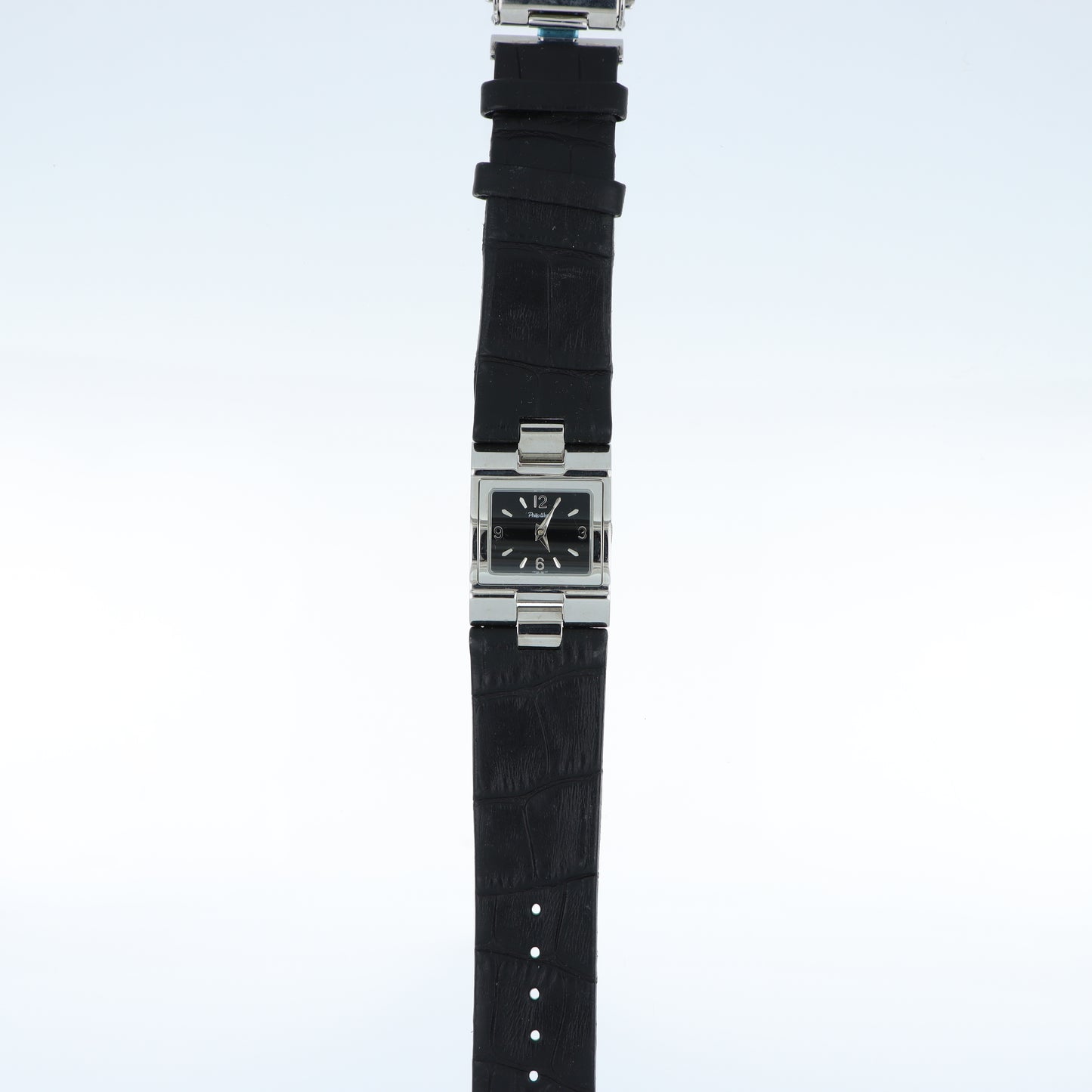 Orologio Philip Watch Square Swiss Made - Quadrante Nero e Cinturino in Pelle Nera