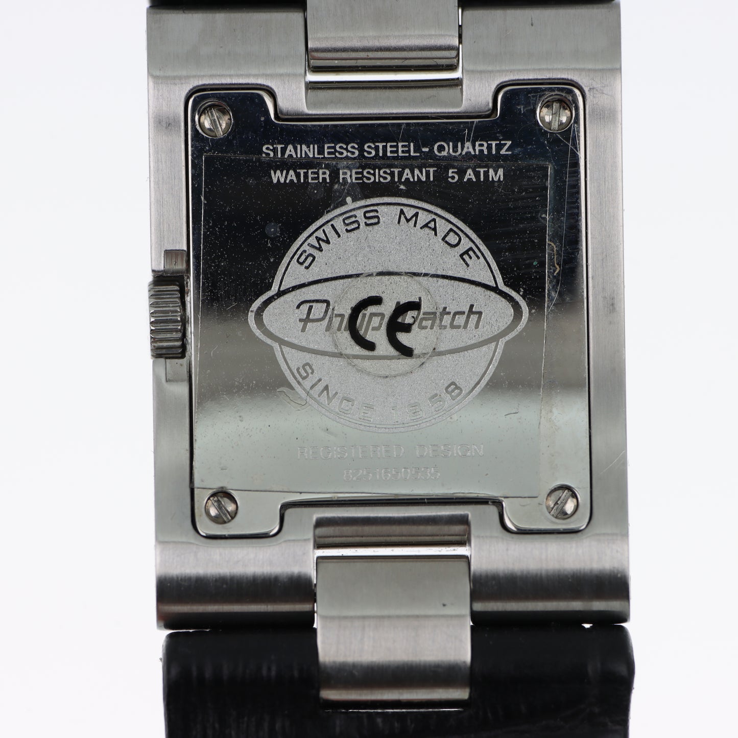 Orologio Philip Watch Square Swiss Made - Quadrante Nero e Cinturino in Pelle Nera