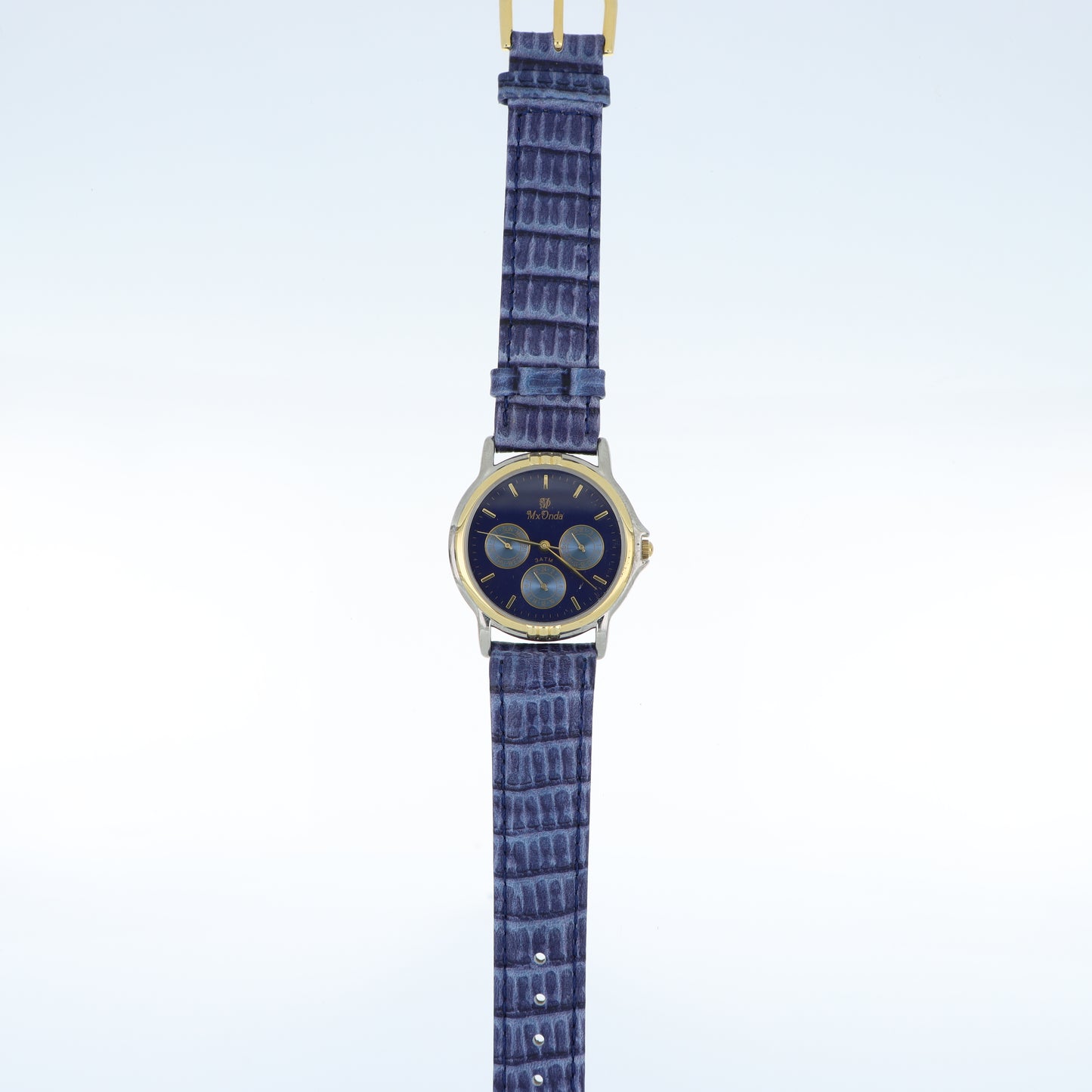 Orologio MxOnda Multifunzione Bicolore Blue Navy - Quadrante Blu con Tre Sotto-Quadranti e Cinturino Coccodrillo