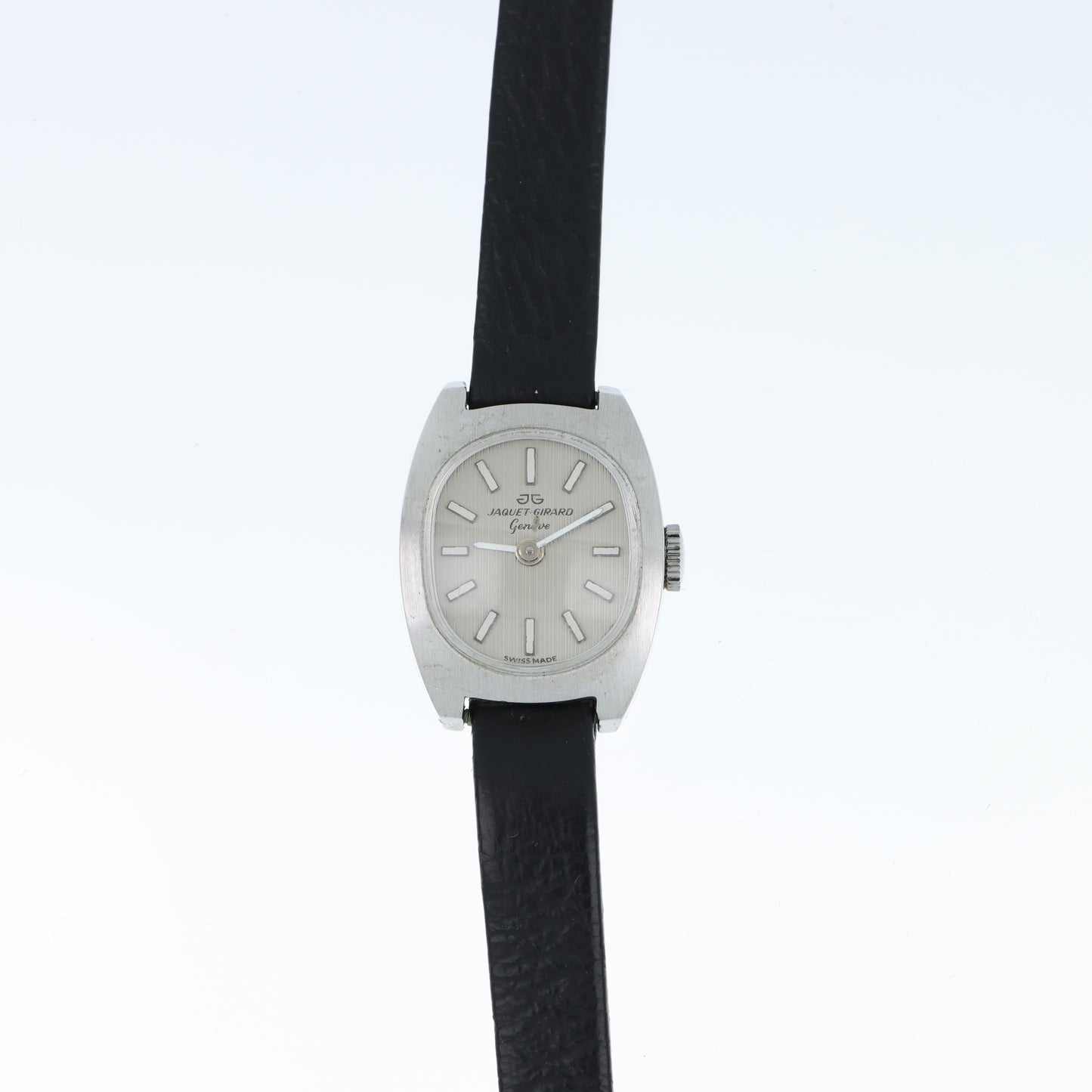 Jaquet-Girard Genève – Orologio Vintage Swiss Made Cassa Tonneau Acciaio Cinturino Nero
