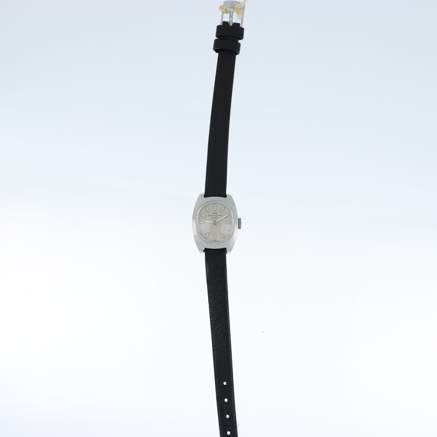 Jaquet-Girard Genève – Orologio Vintage Swiss Made Cassa Tonneau Acciaio Cinturino Nero