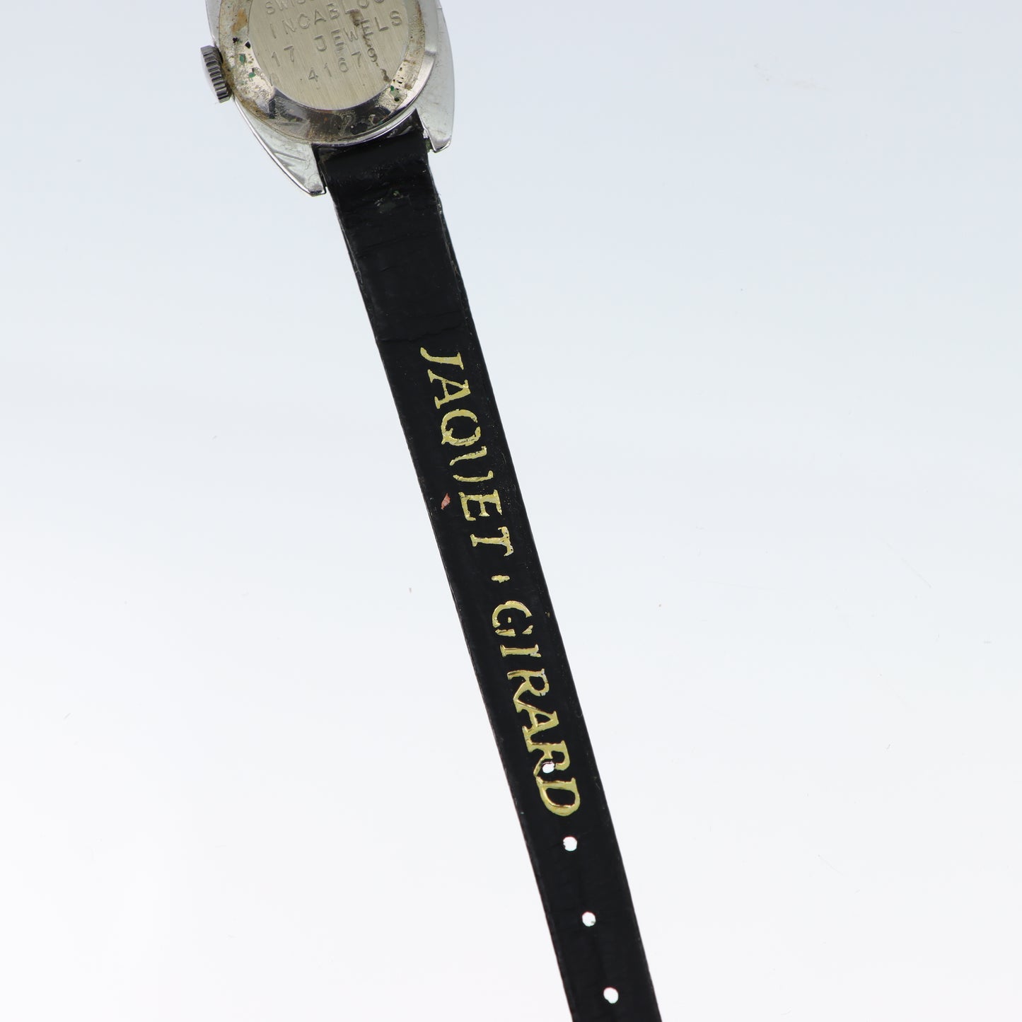 Jaquet-Girard Genève – Orologio Vintage Swiss Made Cassa Tonneau Acciaio Cinturino Nero