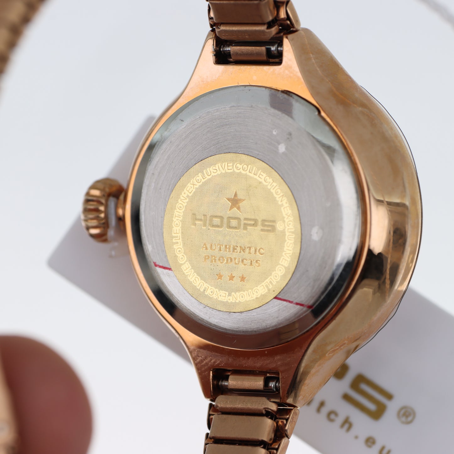 Hoops Edition – Orologio Donna Rose Gold Quadrante Snow Globe Cristalli Rossi e Bianchi
