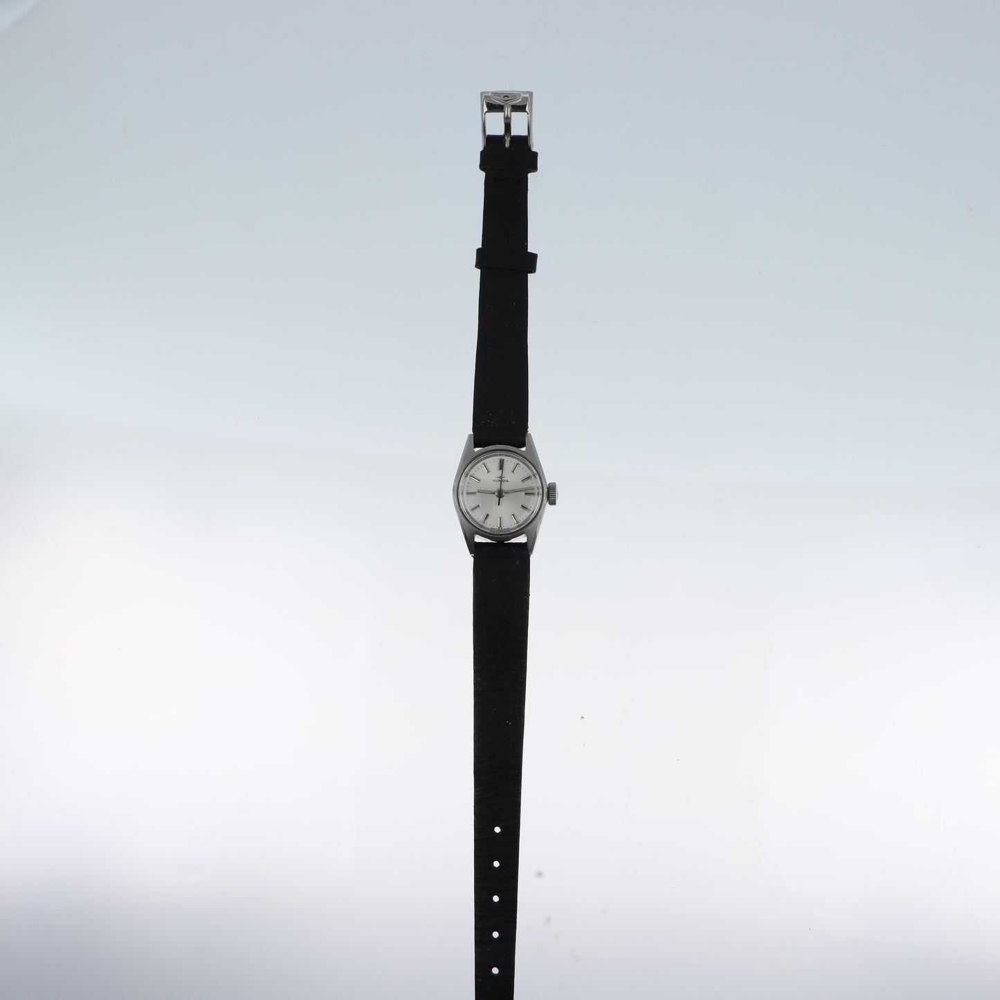Mondia – Orologio Vintage Swiss Made Cassa Acciaio Quadrante Bianco Cinturino Pelle Nera
