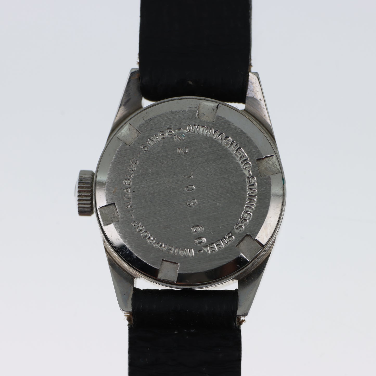 Mondia – Orologio Vintage Swiss Made Cassa Acciaio Quadrante Bianco Cinturino Pelle Nera