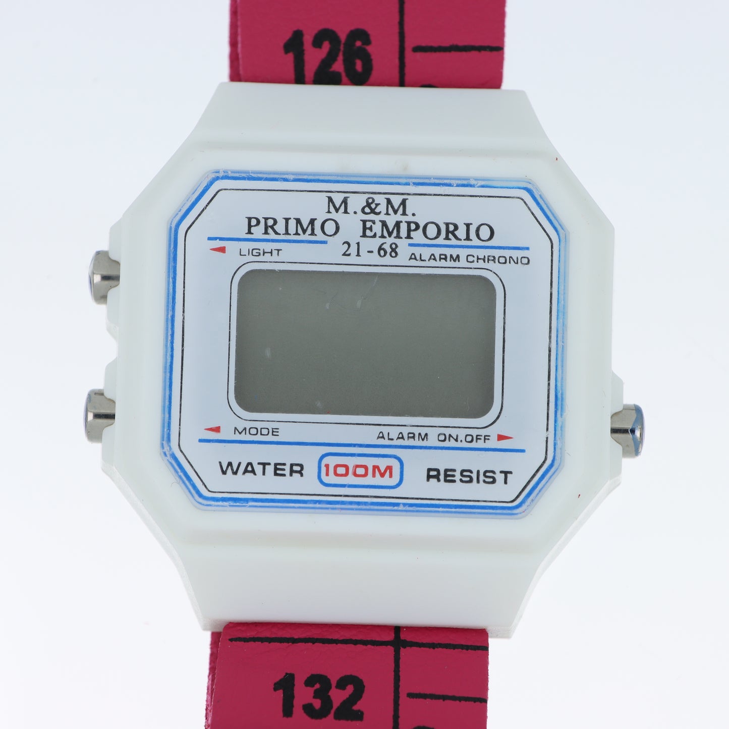 M&M Primo Emporio 21-68 – Orologio Digitale LCD Cassa Bianca Cinturino Metro Water Resist 100m