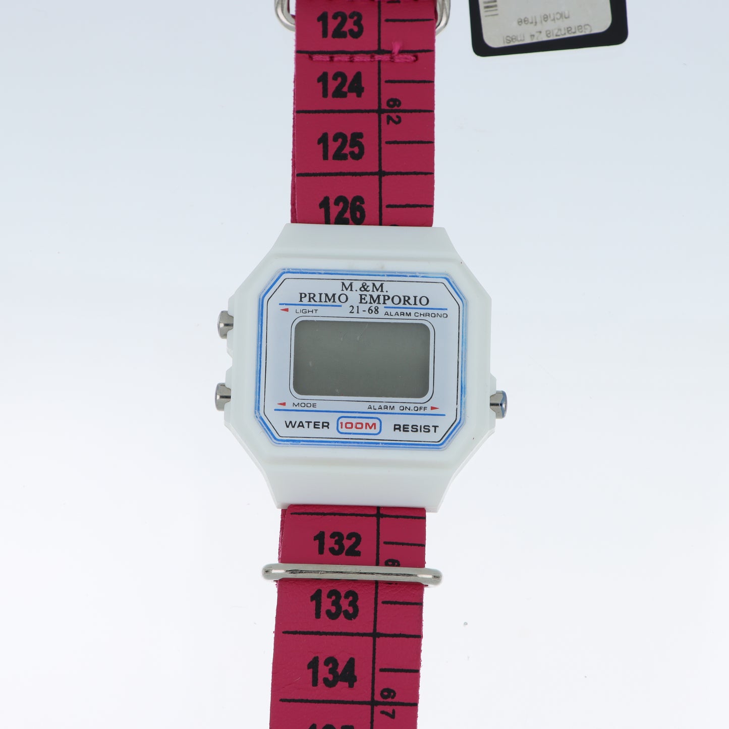 M&M Primo Emporio 21-68 – Orologio Digitale LCD Cassa Bianca Cinturino Metro Water Resist 100m