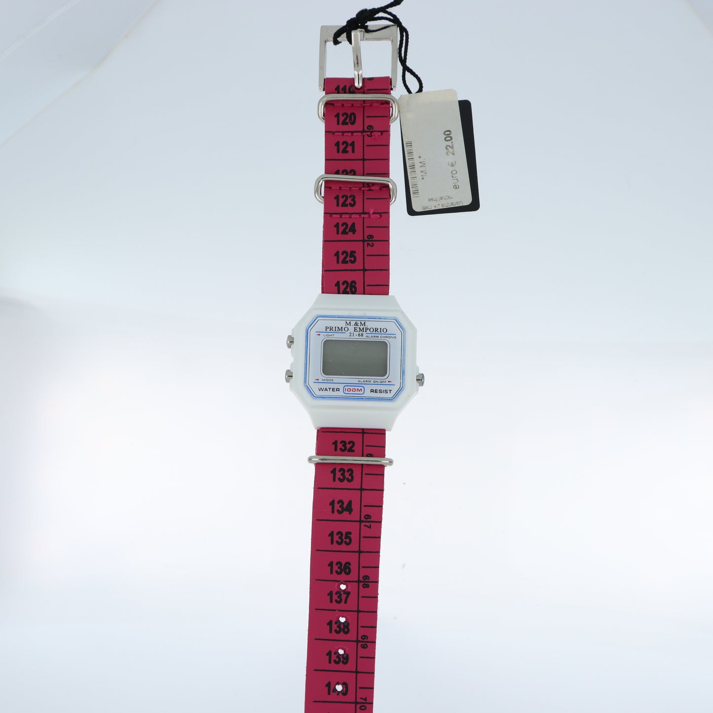 M&M Primo Emporio 21-68 – Orologio Digitale LCD Cassa Bianca Cinturino Metro Water Resist 100m