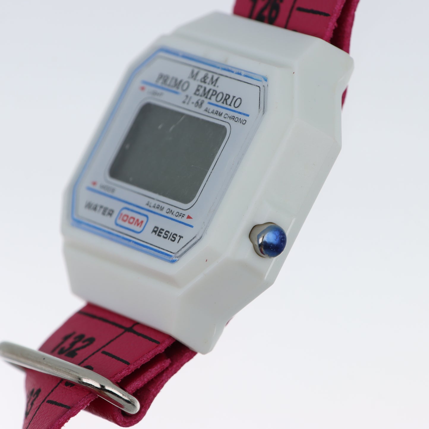 M&M Primo Emporio 21-68 – Orologio Digitale LCD Cassa Bianca Cinturino Metro Water Resist 100m