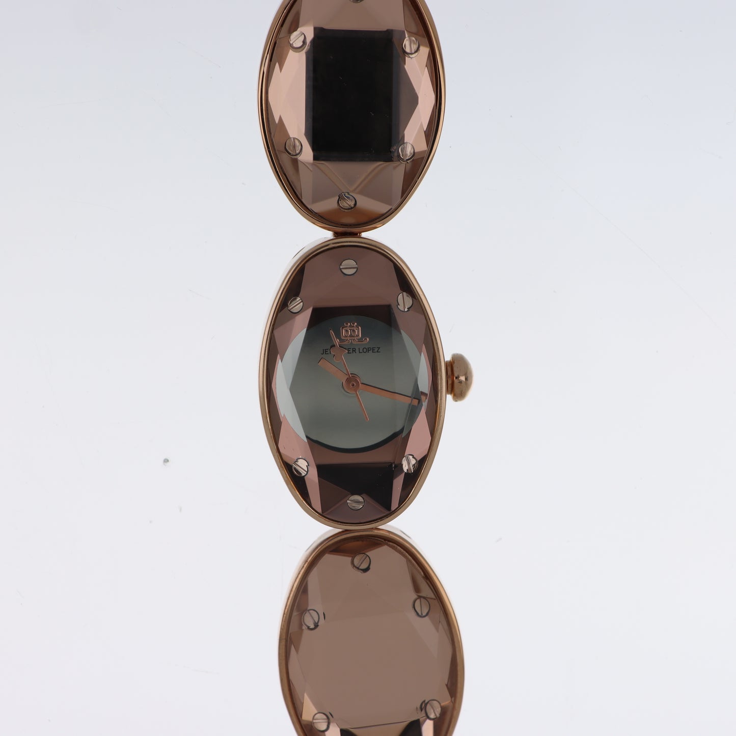 Jennifer Lopez Orologio Donna Ovale Cristallo Fumé Oro Rosa Bracciale Gemma