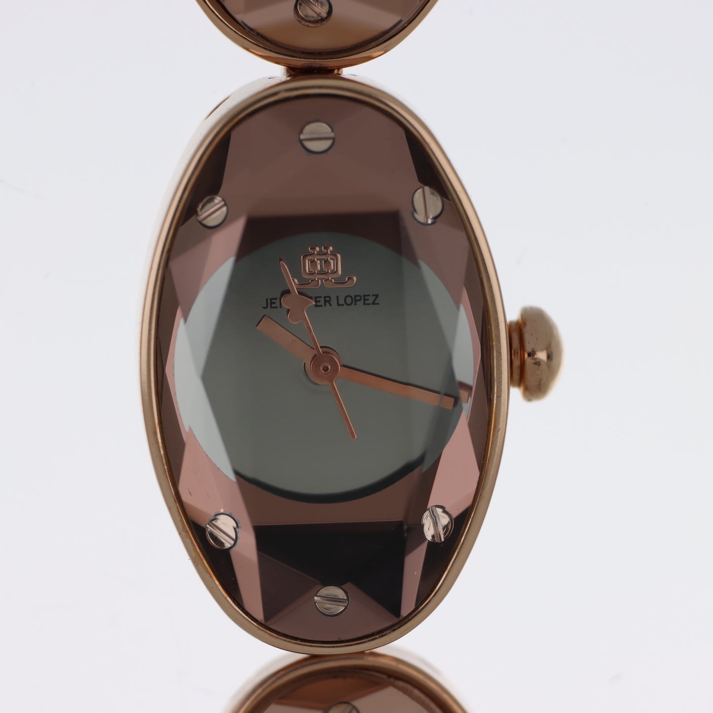 Jennifer Lopez Orologio Donna Ovale Cristallo Fumé Oro Rosa Bracciale Gemma