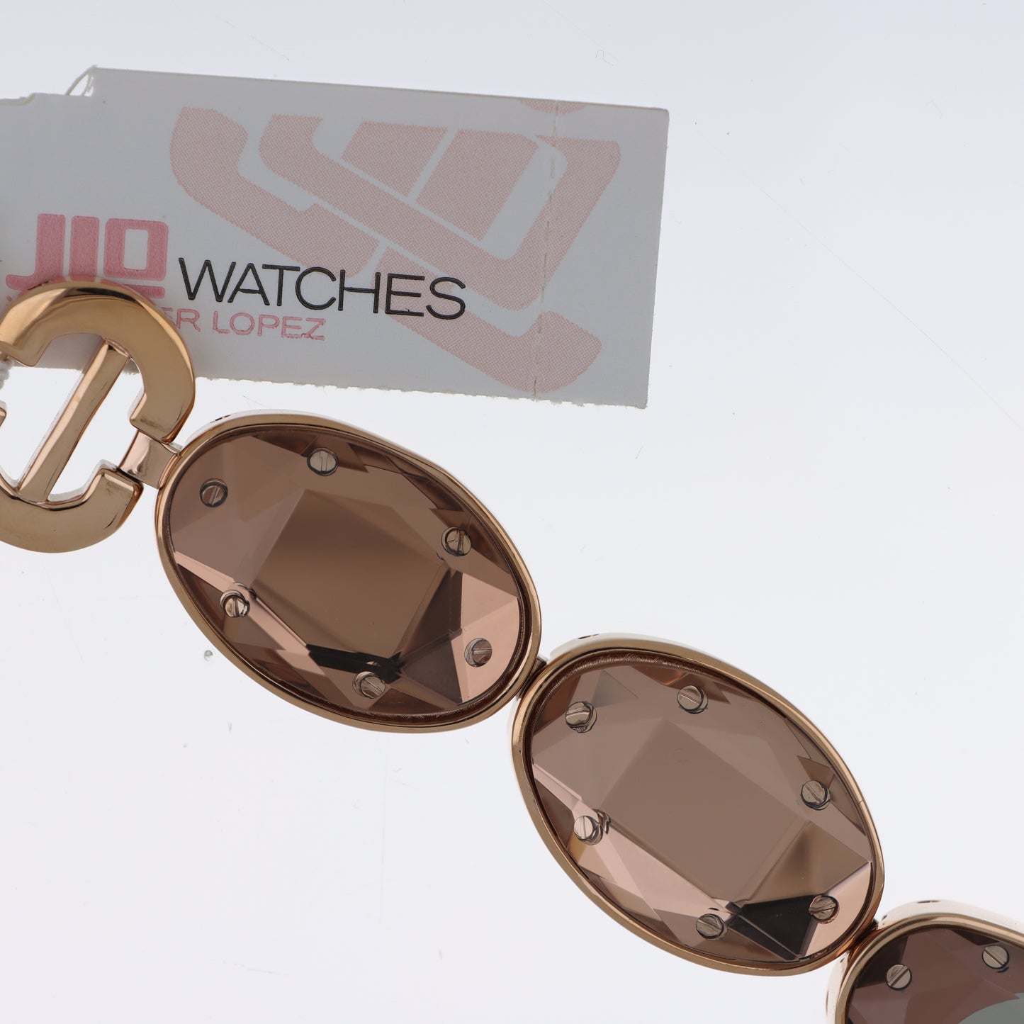 Jennifer Lopez Orologio Donna Ovale Cristallo Fumé Oro Rosa Bracciale Gemma