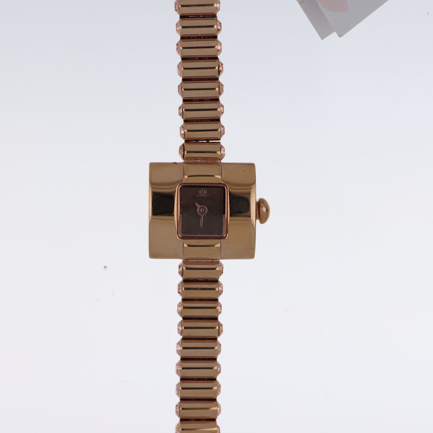 Jennifer Lopez Orologio Donna Cuff Bangle Oro Rosa Quadrante Marrone Cristalli Champagne