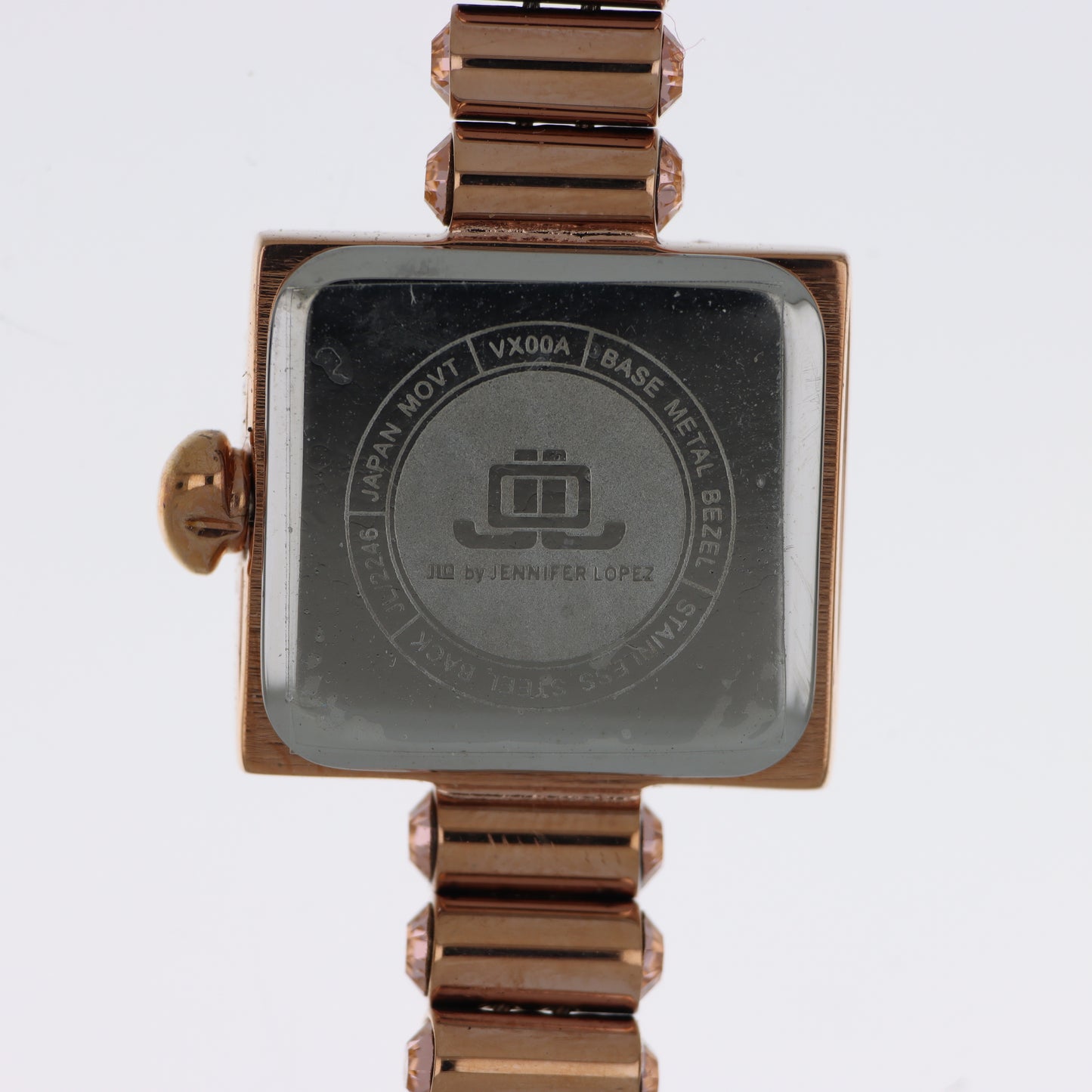 Jennifer Lopez Orologio Donna Cuff Bangle Oro Rosa Quadrante Marrone Cristalli Champagne