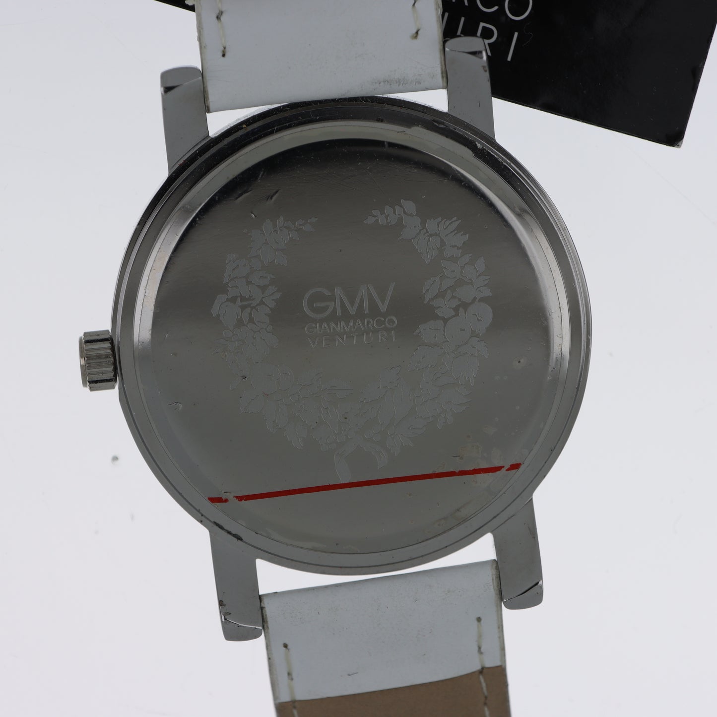 GMV Gianmarco Venturi Orologio Donna Tondo Giallo Limone Motivo Floreale Cinturino Bianco