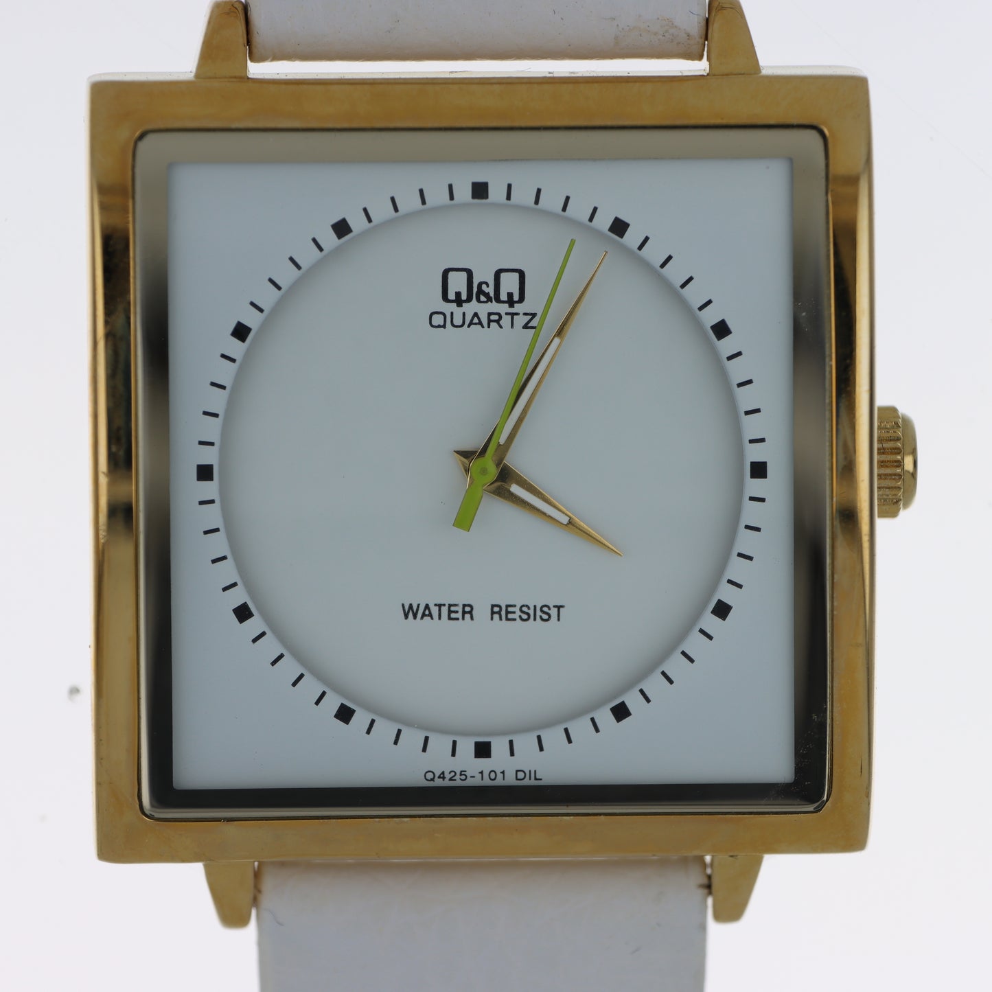 Q&Q Quartz – Orologio Unisex Cassa Gold Quadrante Bianco Lancette Verdi