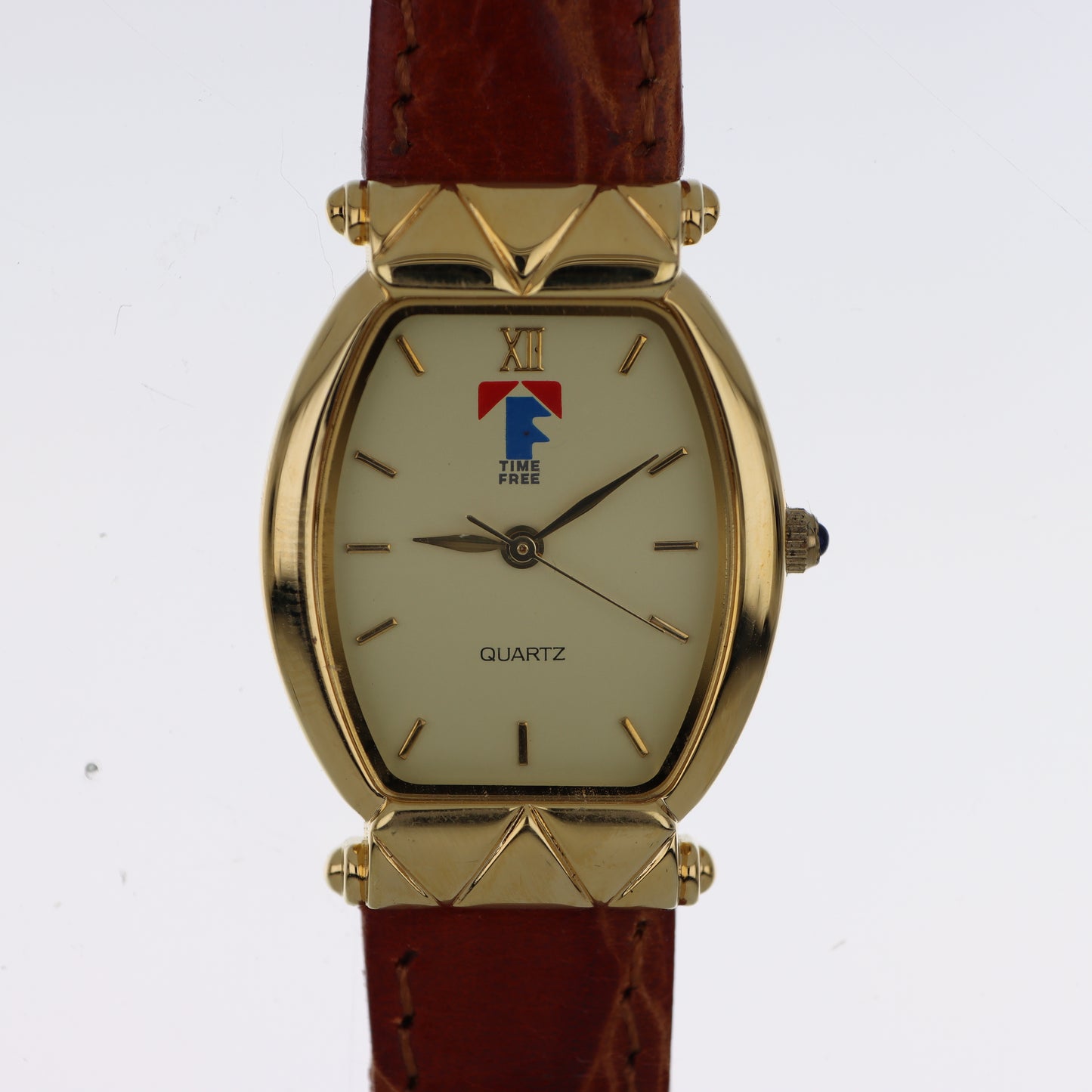 Time Free – Orologio Unisex Tonneau Gold Quartz Cinturino Coccodrillo