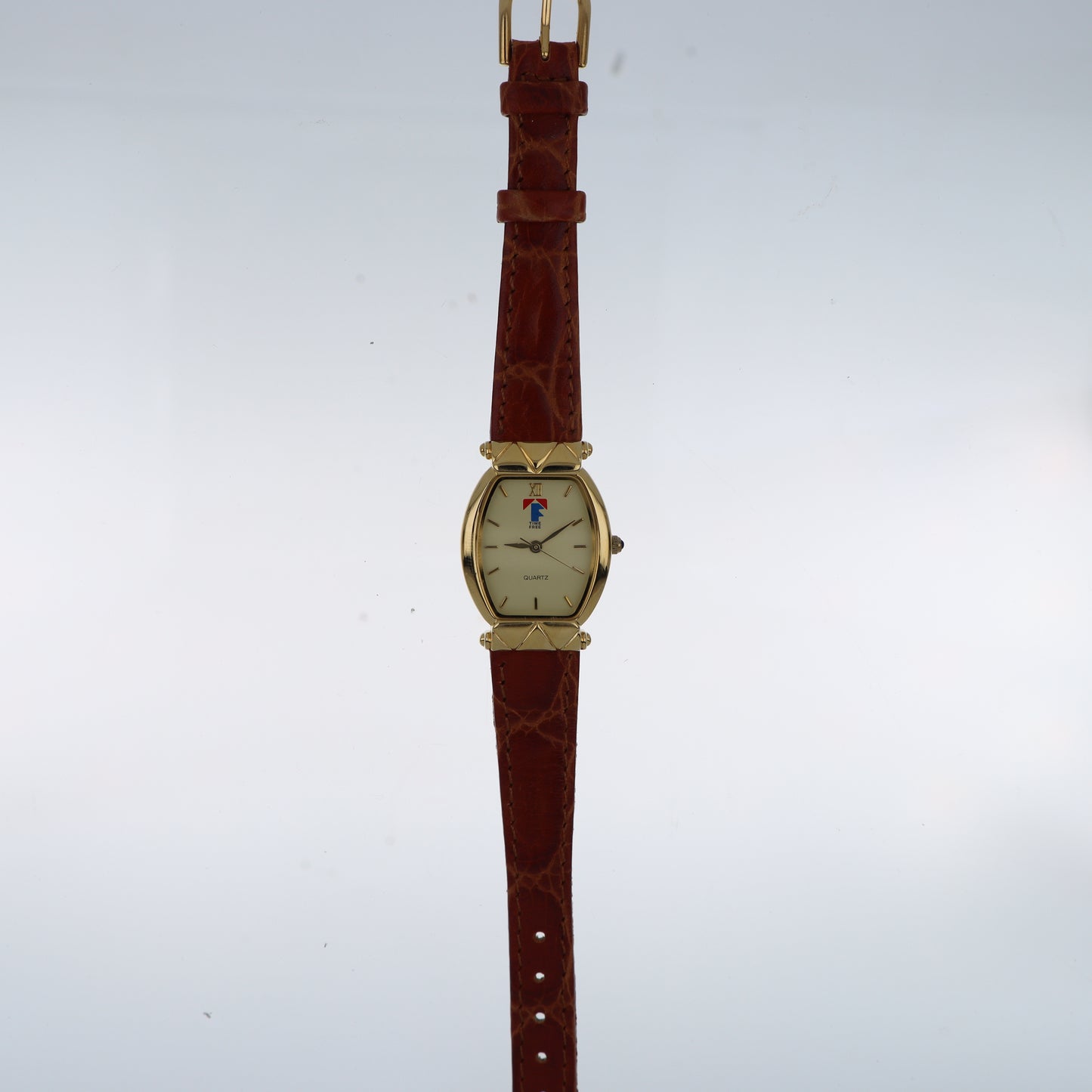 Time Free – Orologio Unisex Tonneau Gold Quartz Cinturino Coccodrillo
