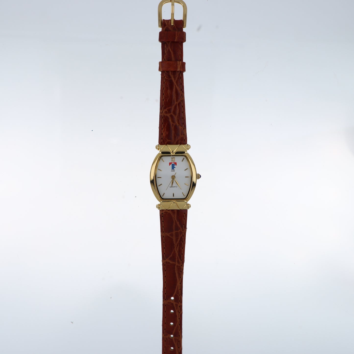 Time Free – Orologio Unisex Tonneau Gold White Dial Quartz Cinturino Cognac