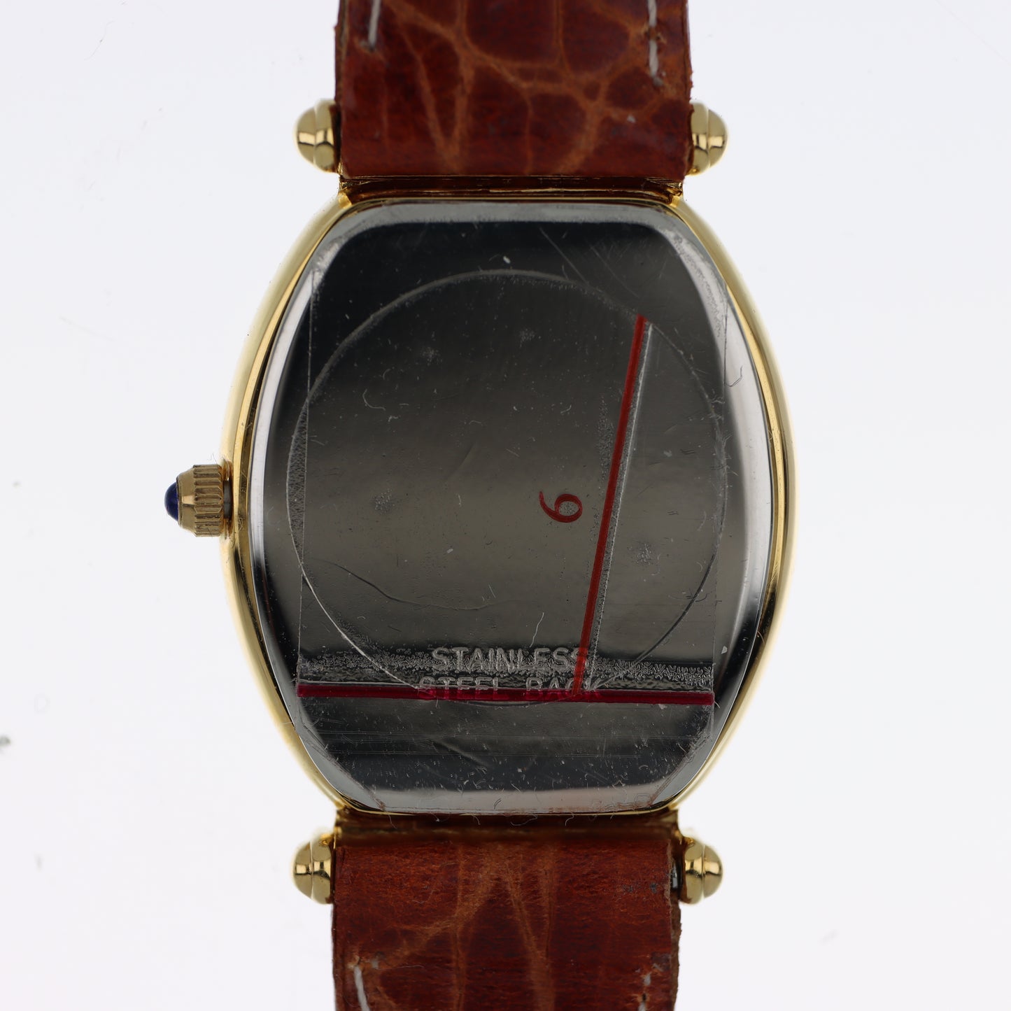 Time Free – Orologio Unisex Tonneau Gold White Dial Quartz Cinturino Cognac