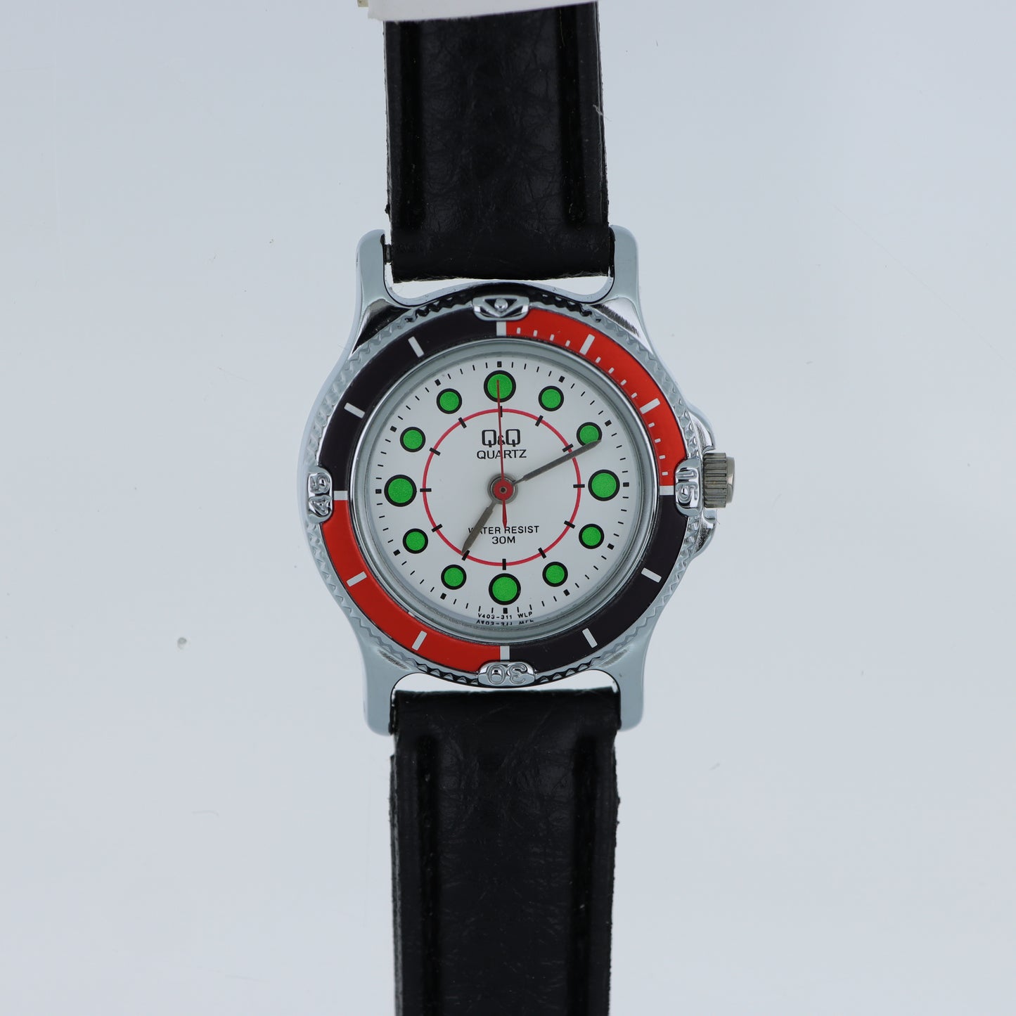 Q&Q Quartz – Orologio Uomo Diver Style Bezel Bicolore Indici Verdi 30M