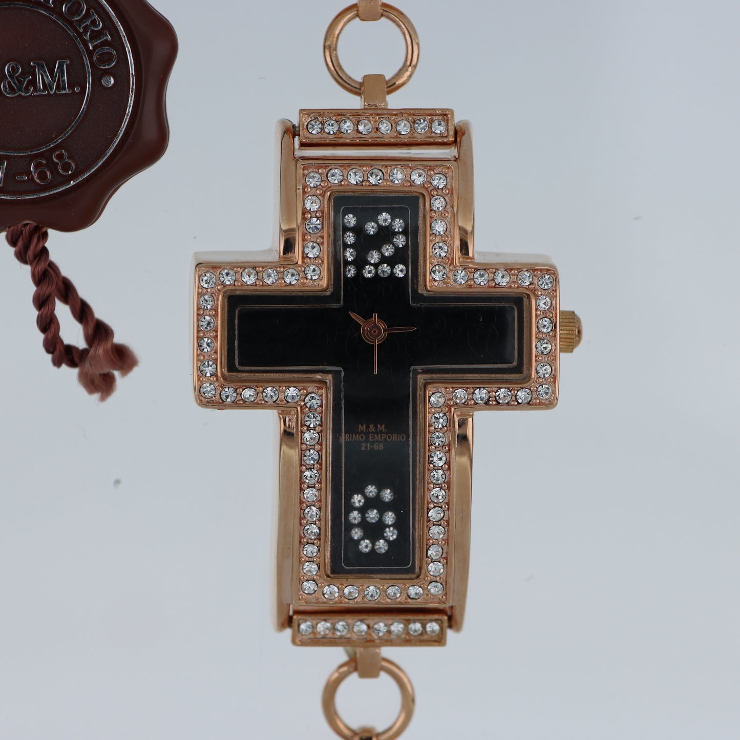 M.&M. Primo Emporio 21-68 – Orologio Donna Cassa a Croce Oro Rosa Cristalli Pavé