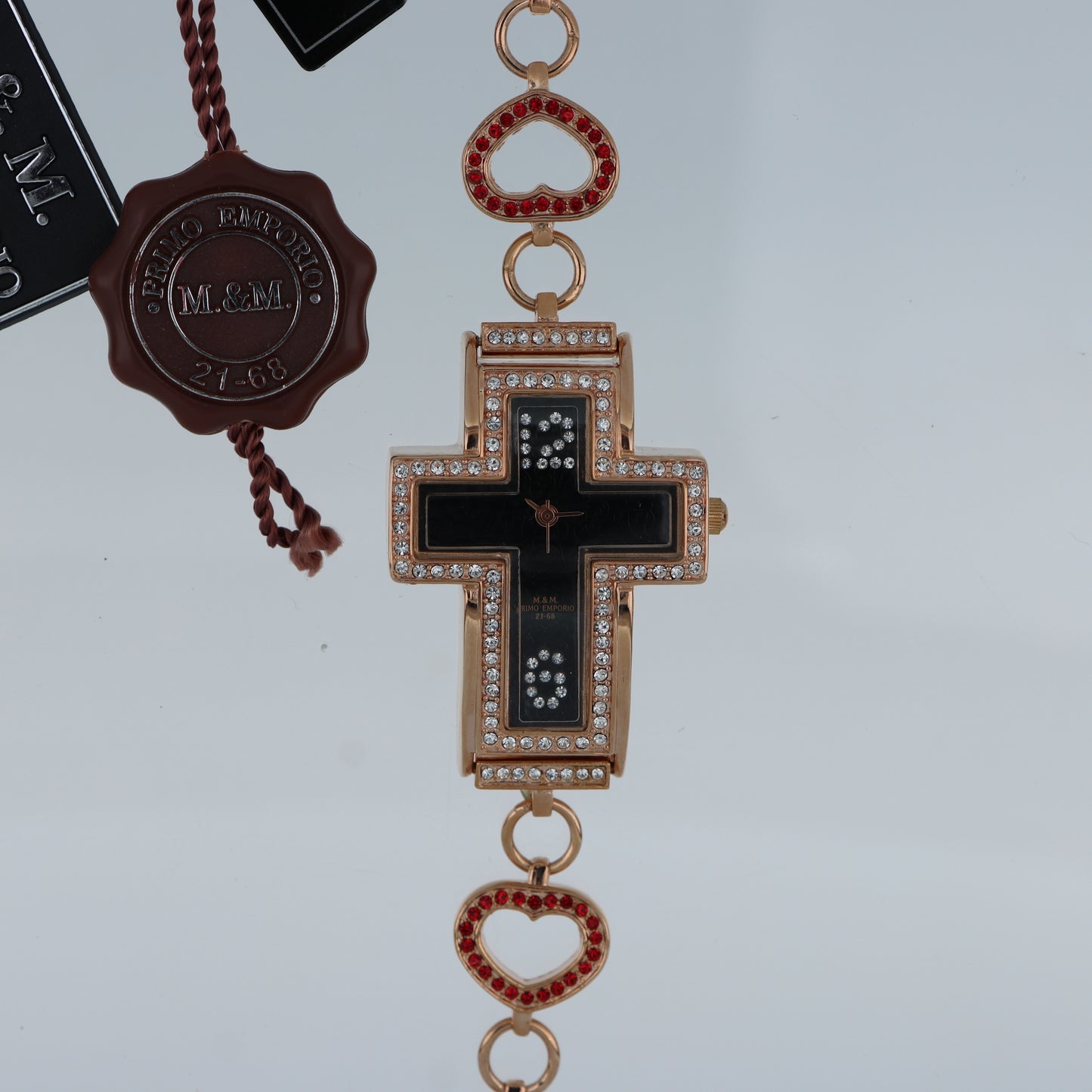 M.&M. Primo Emporio 21-68 – Orologio Donna Cassa a Croce Oro Rosa Cristalli Pavé