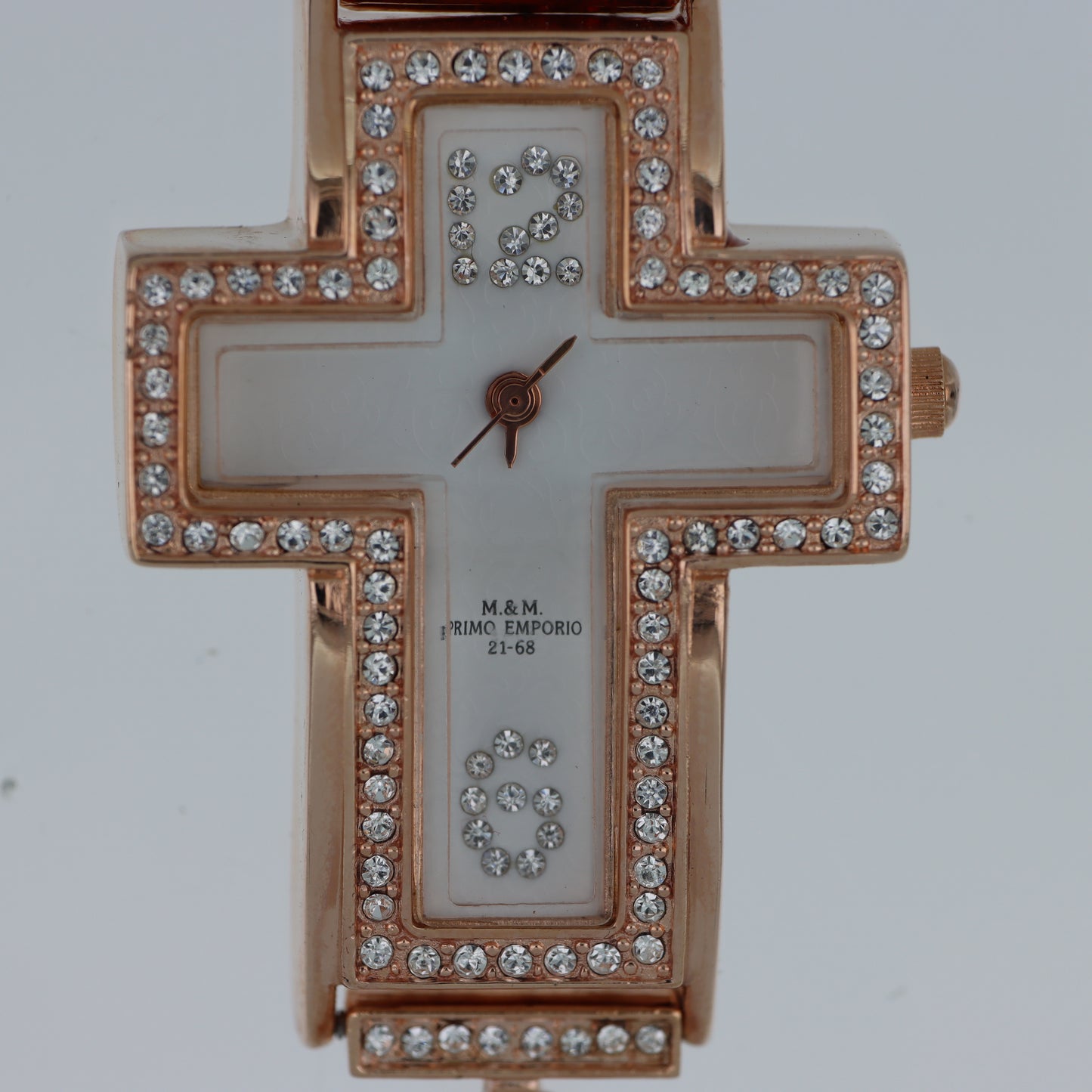 M.&M. Primo Emporio 21-68 – Orologio Donna Cassa a Croce Oro Rosa Cristalli Pavé Madreperla