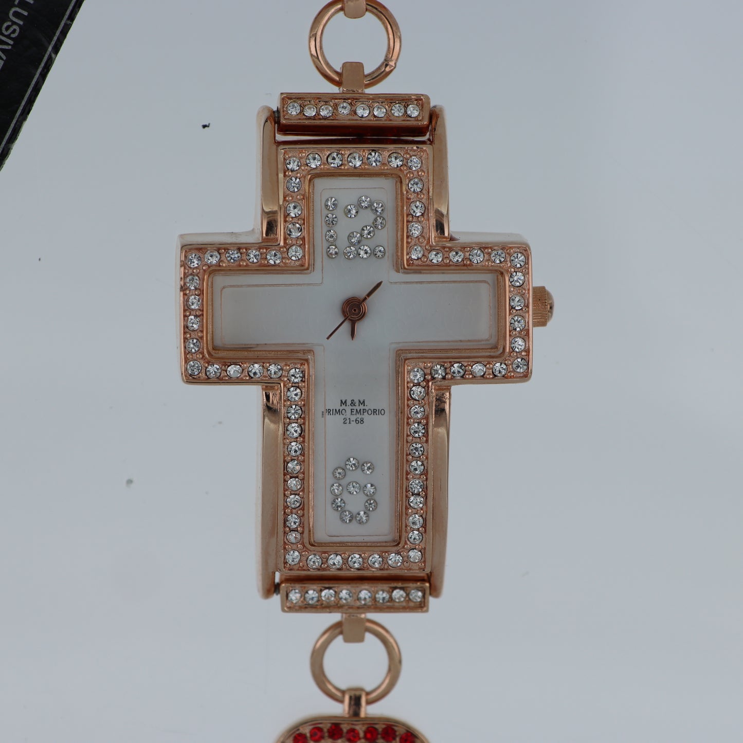 M.&M. Primo Emporio 21-68 – Orologio Donna Cassa a Croce Oro Rosa Cristalli Pavé Madreperla