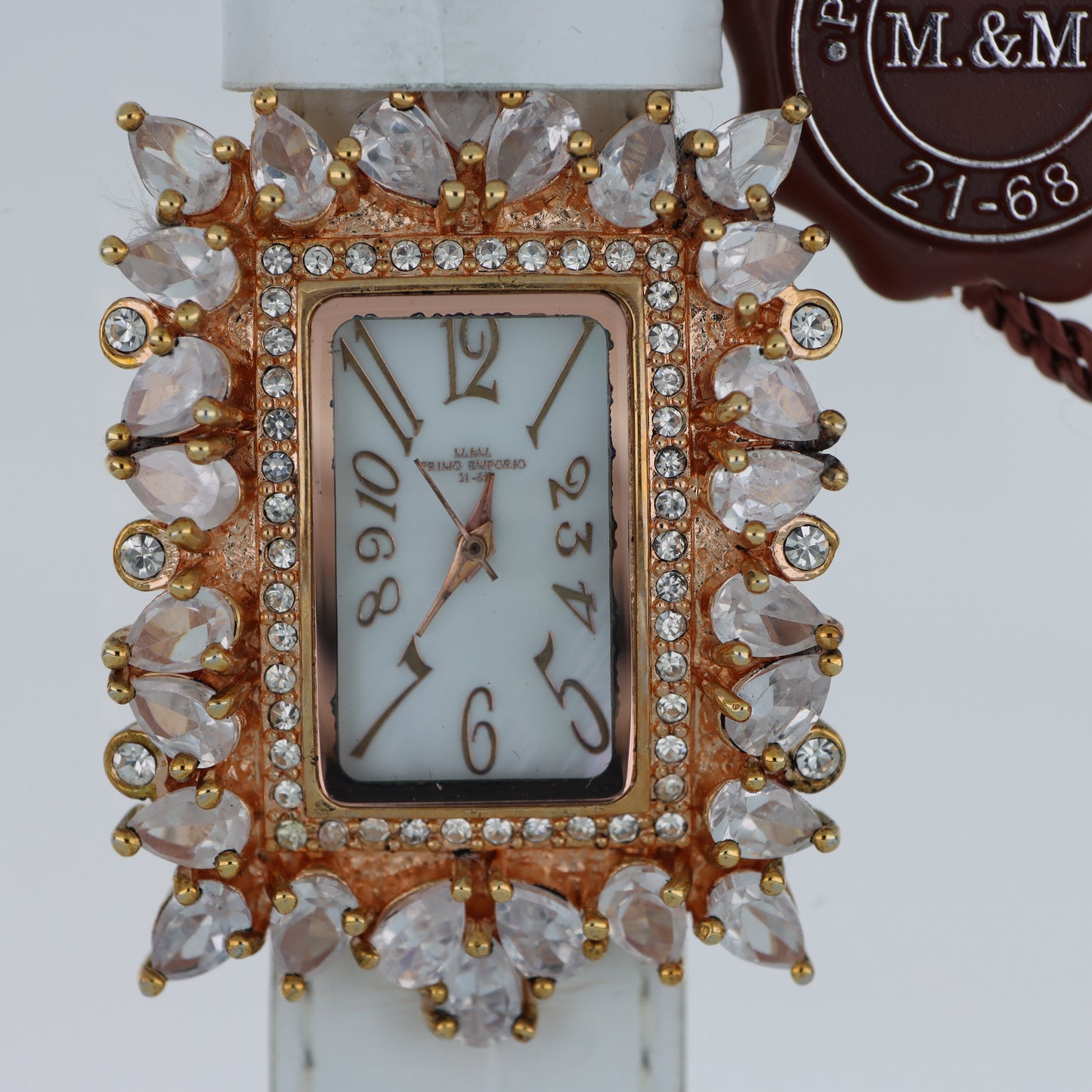 M.&M. Primo Emporio 21-68 – Orologio Donna Cassa Rettangolare Oro Rosa Cristalli a Goccia Pavé