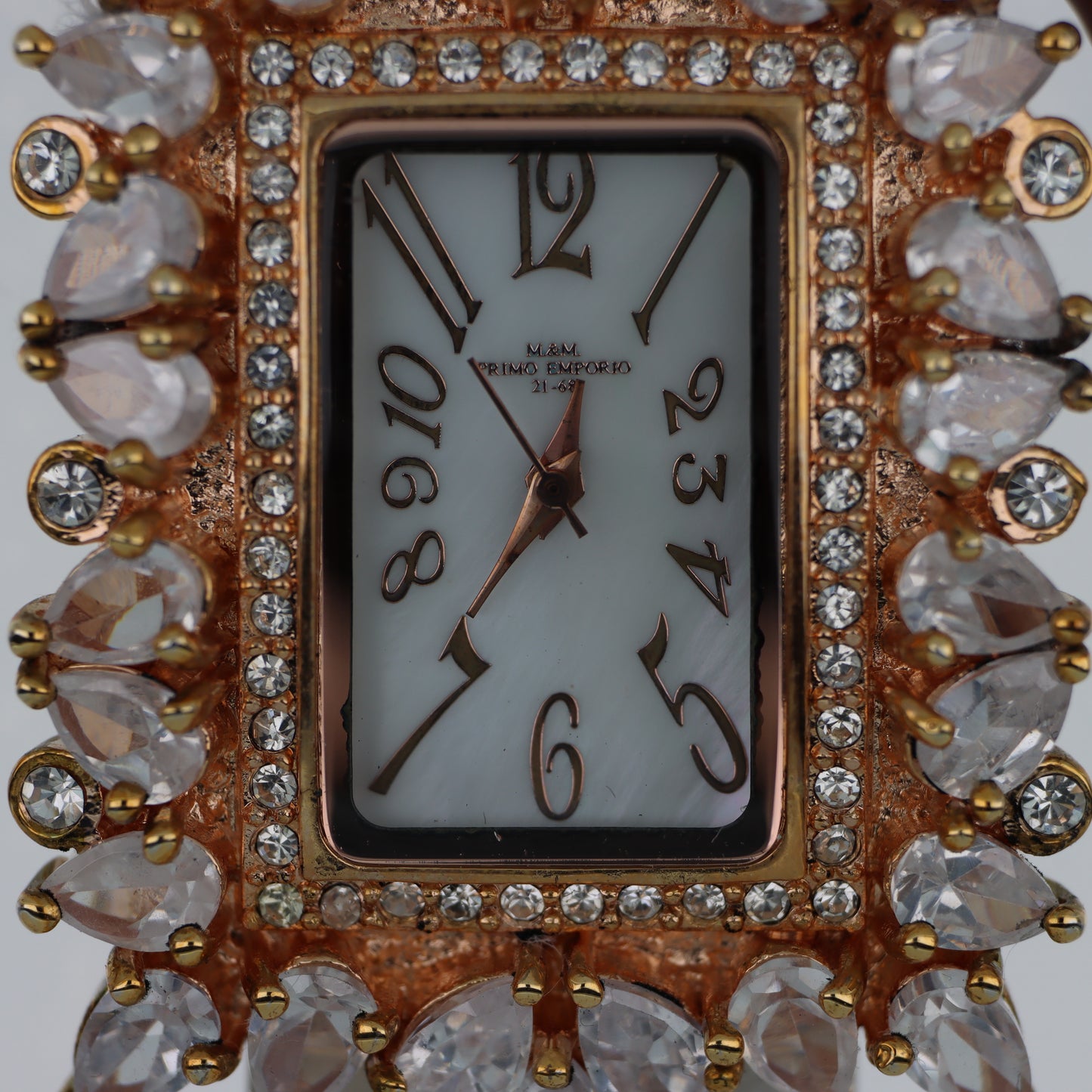 M.&M. Primo Emporio 21-68 – Orologio Donna Cassa Rettangolare Oro Rosa Cristalli a Goccia Pavé