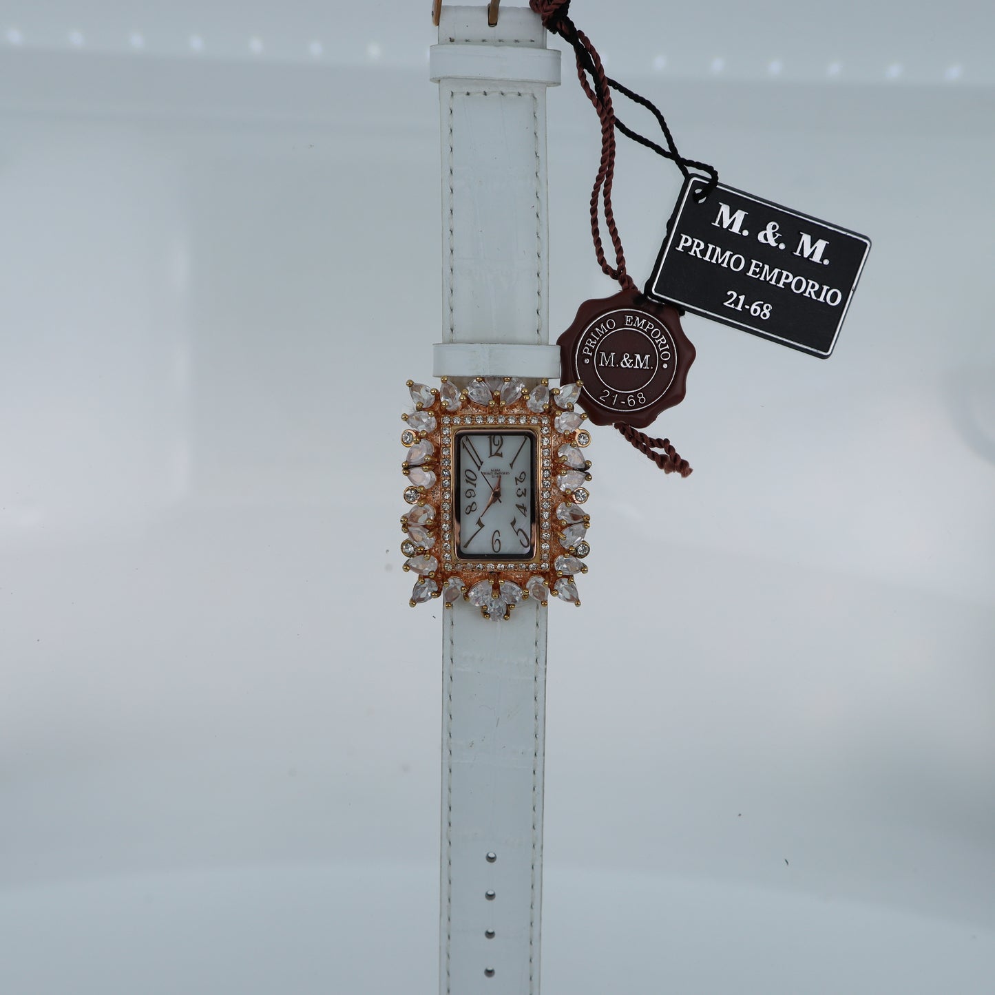 M.&M. Primo Emporio 21-68 – Orologio Donna Cassa Rettangolare Oro Rosa Cristalli a Goccia Pavé