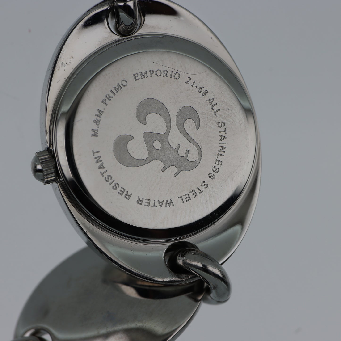 M.&M. Primo Emporio 21-68 – Orologio Donna Bracciale Maglie Ovali Argento Quadrante Azzurro Italian Design