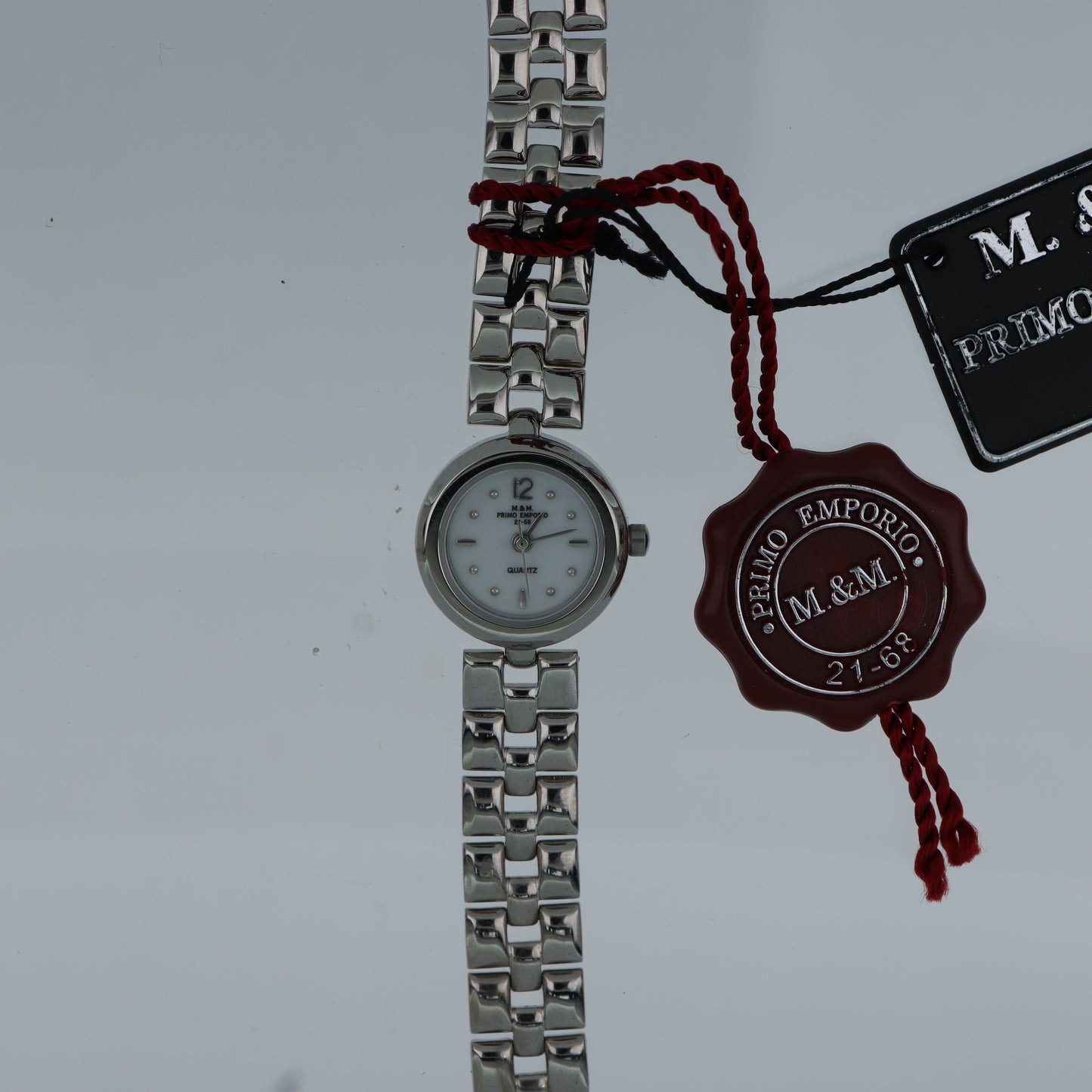 M.&M. Primo Emporio 21-68 – Orologio Donna Cassa Rotonda Bracciale Maglie Rettangolari Argento Quadrante Bianco