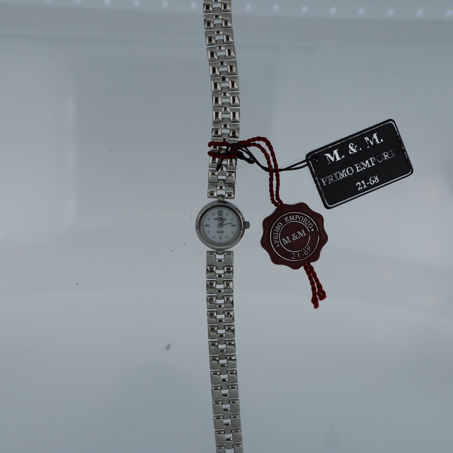 M.&M. Primo Emporio 21-68 – Orologio Donna Cassa Rotonda Bracciale Maglie Rettangolari Argento Quadrante Bianco