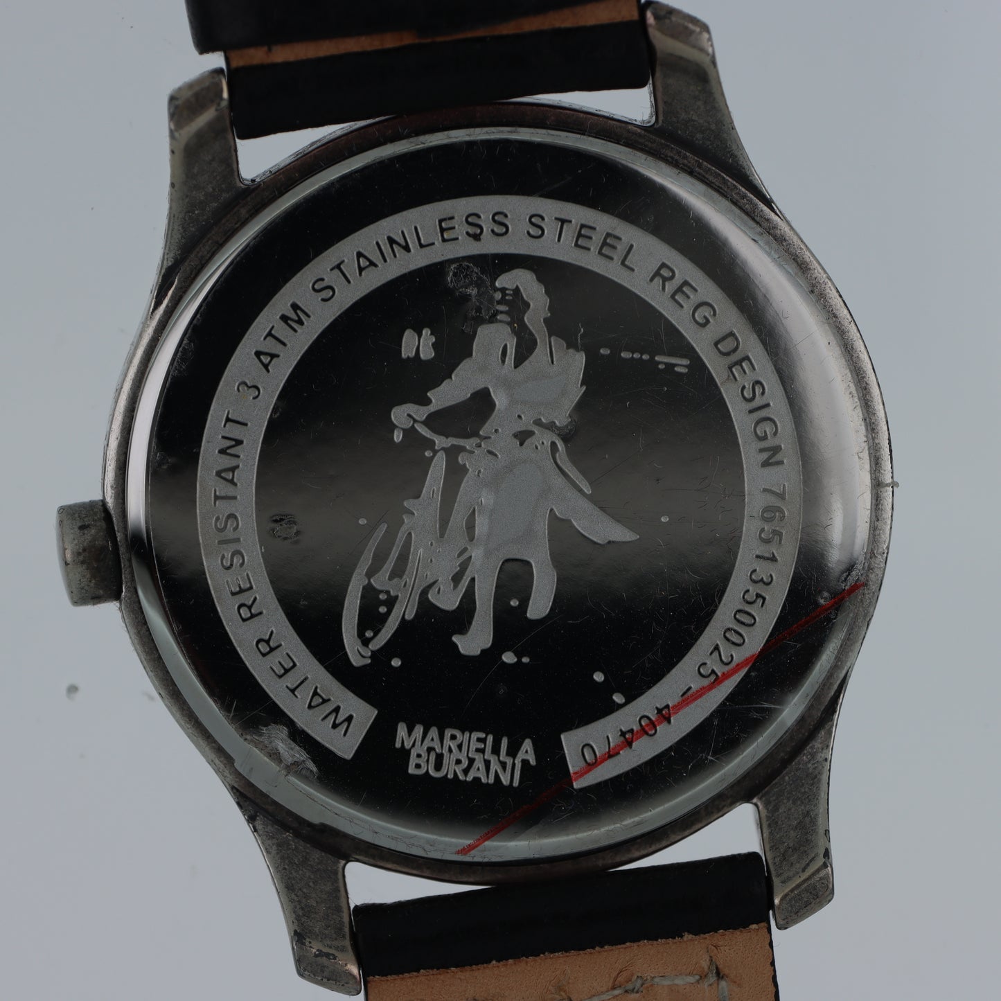 Mariella Burani – Orologio Donna Quadrante Nero Rosa Incisa Bezel Anticato Arabeschi Cinturino Cuoio