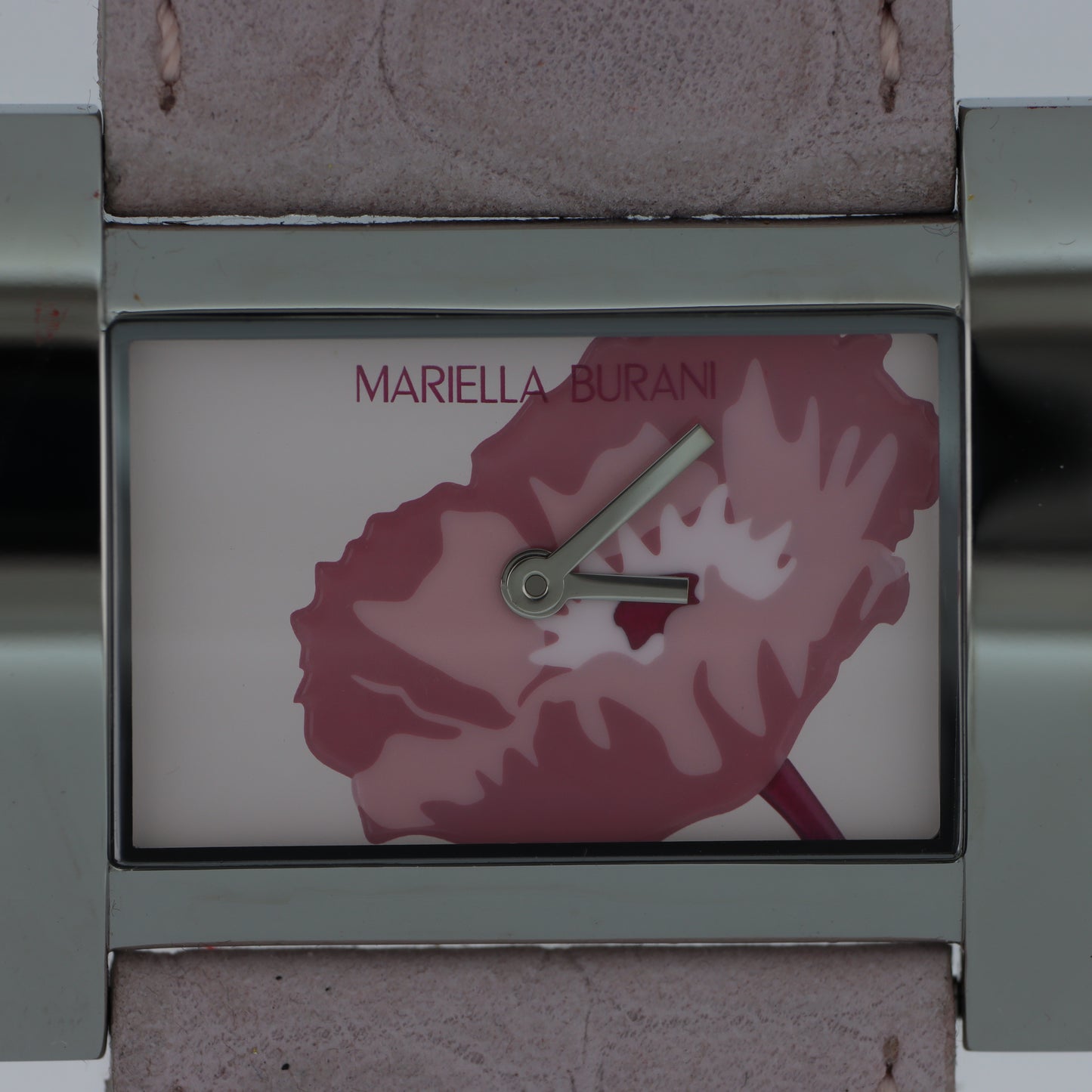 Mariella Burani – Orologio Donna Cassa Rettangolare Quadrante Peonia Rosa Cinturino Scamosciato Floreale
