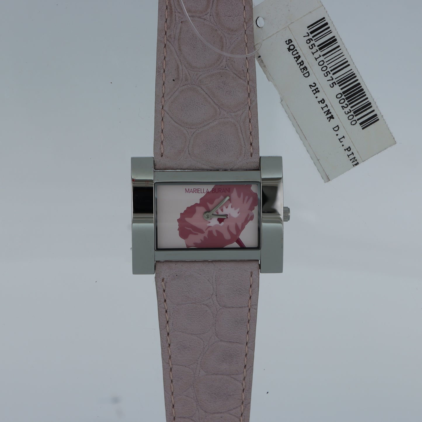 Mariella Burani – Orologio Donna Cassa Rettangolare Quadrante Peonia Rosa Cinturino Scamosciato Floreale