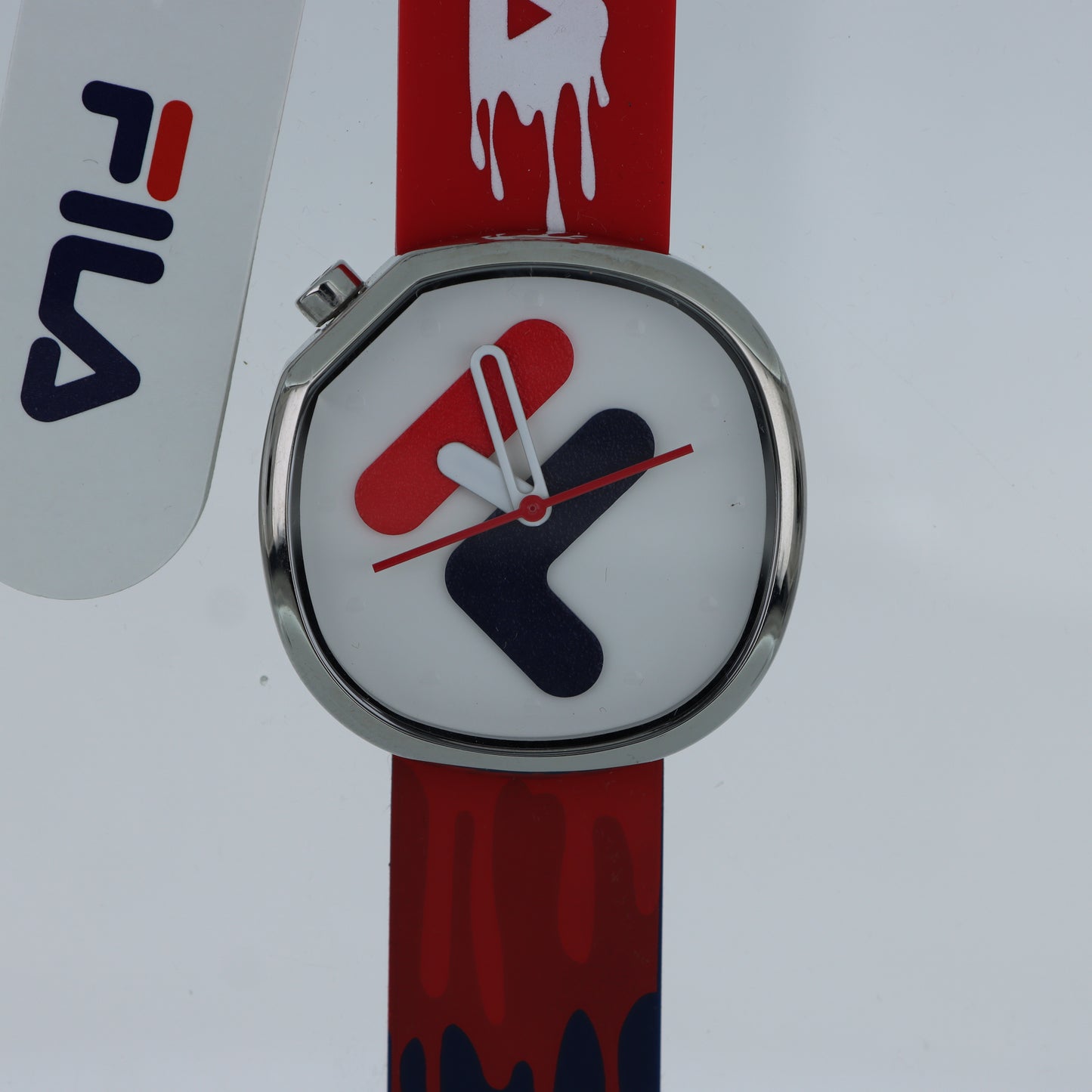 FILA Orologio Streetwear – Cassa Squadrata Logo F Cinturino Rosso