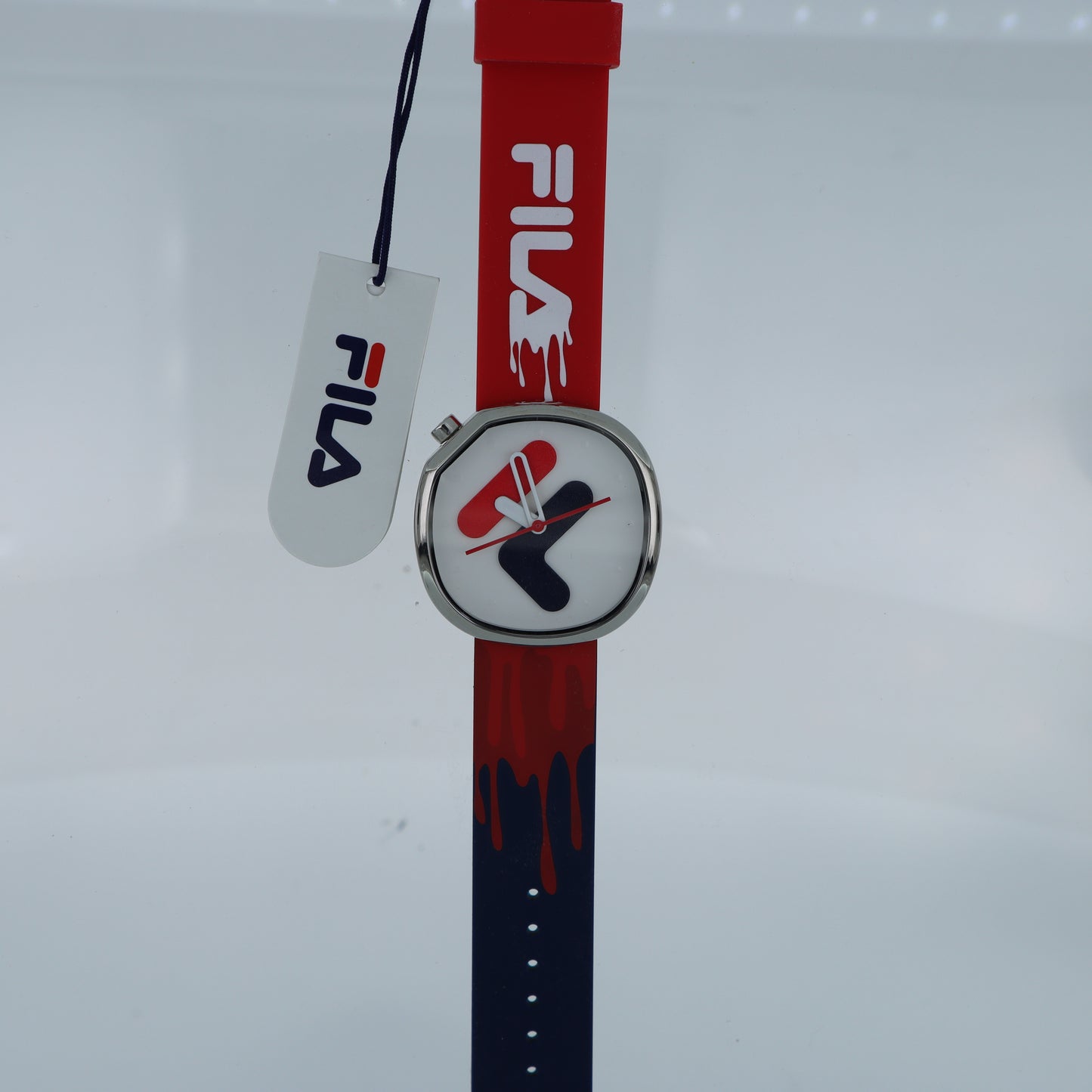 FILA Orologio Streetwear – Cassa Squadrata Logo F Cinturino Rosso