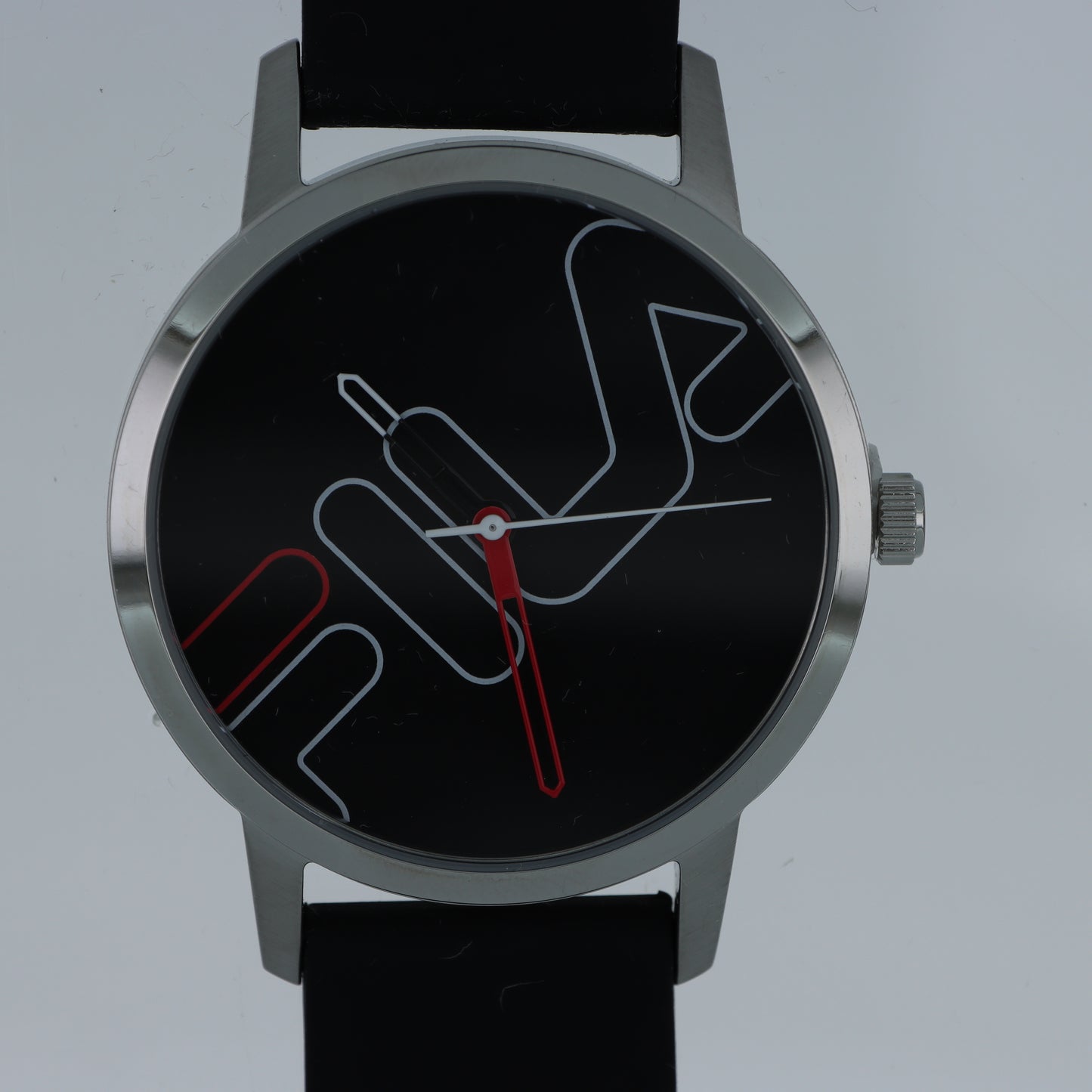 FILA Orologio Unisex – Logo Outline Quadrante Nero Cinturino Silicone