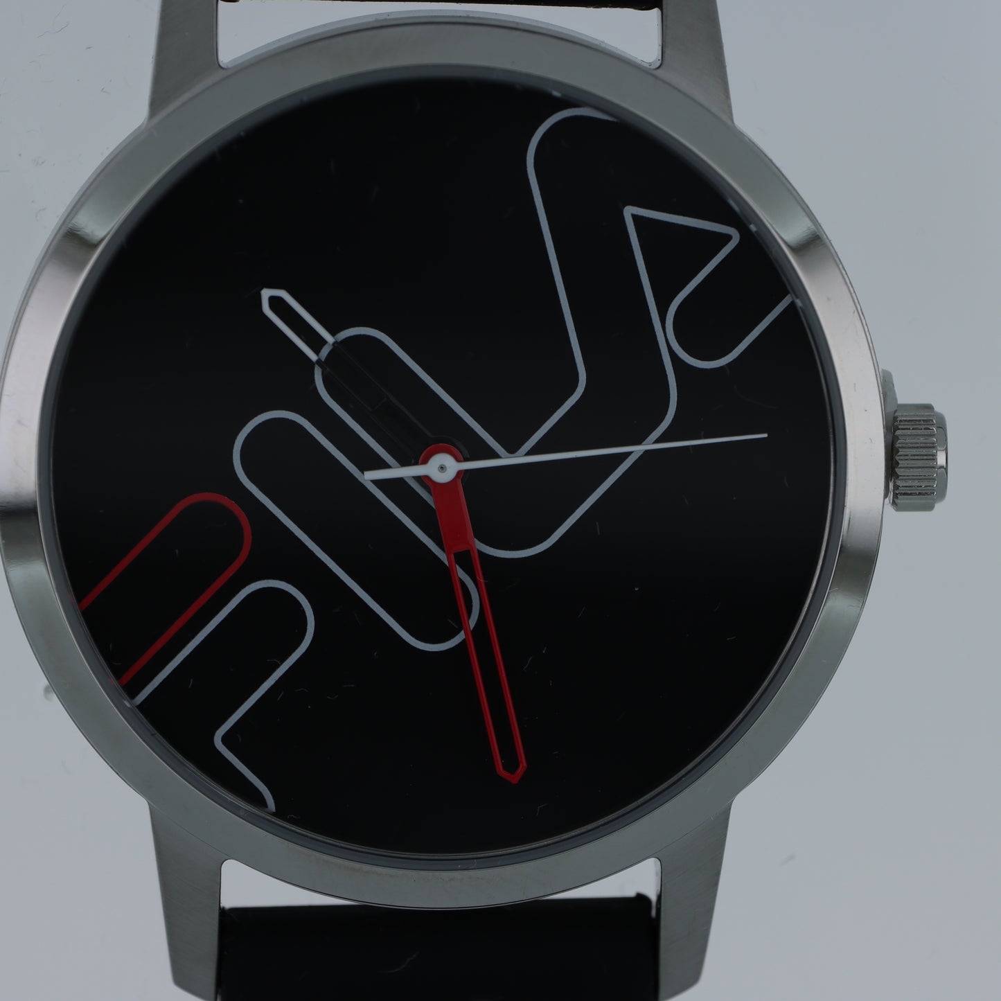 FILA Orologio Unisex – Logo Outline Quadrante Nero Cinturino Silicone